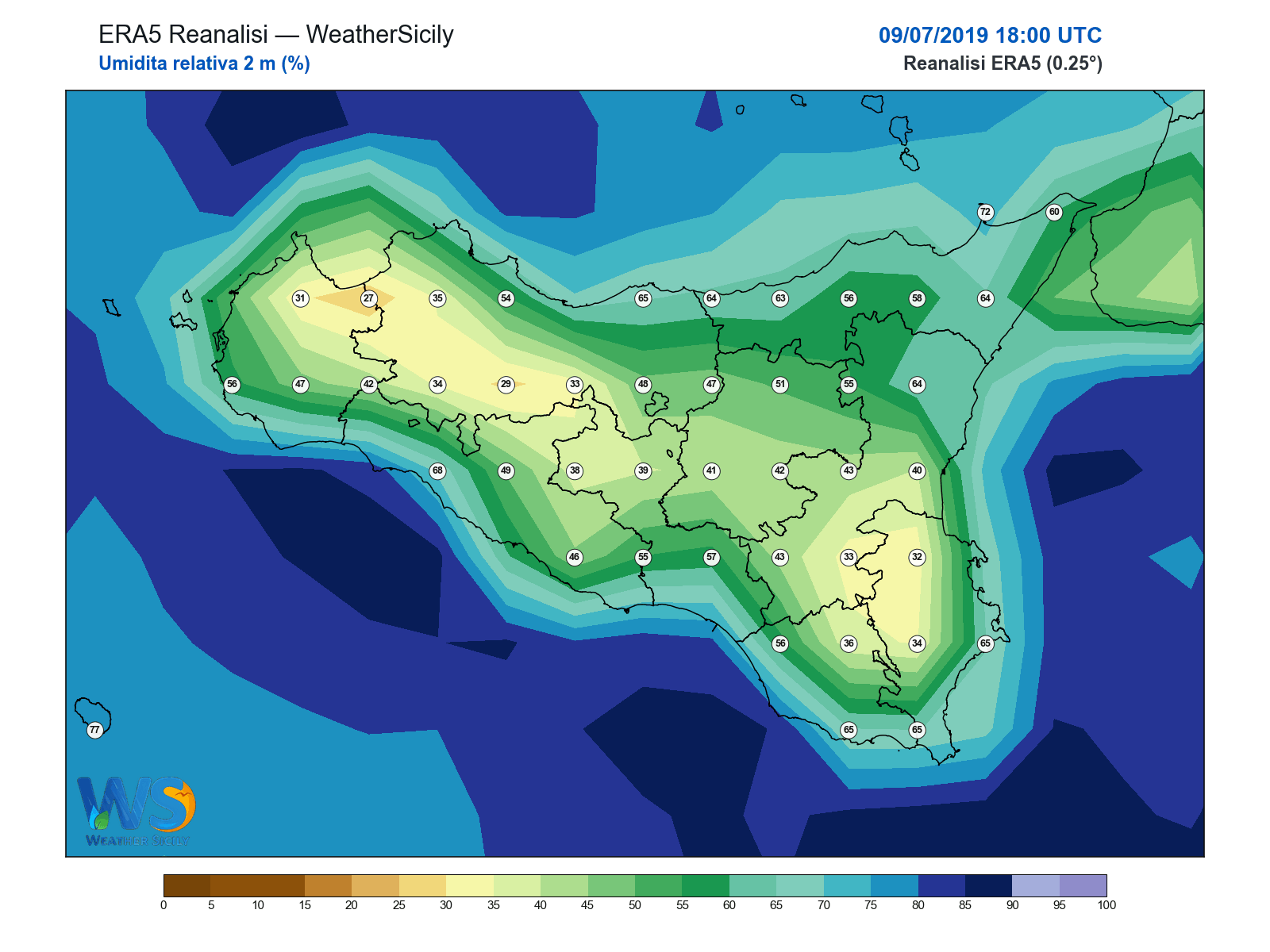 Umidità relativa 2 m · 2019070918