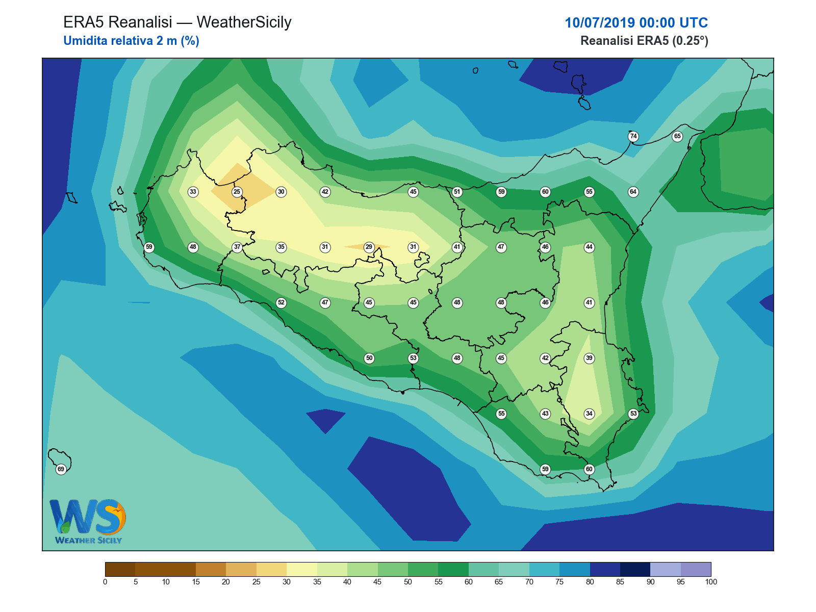 Umidità relativa 2 m · 2019071000