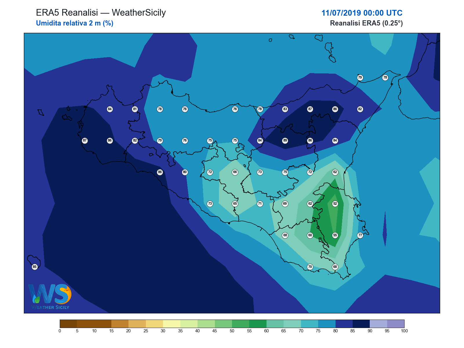 Umidità relativa 2 m · 2019071100