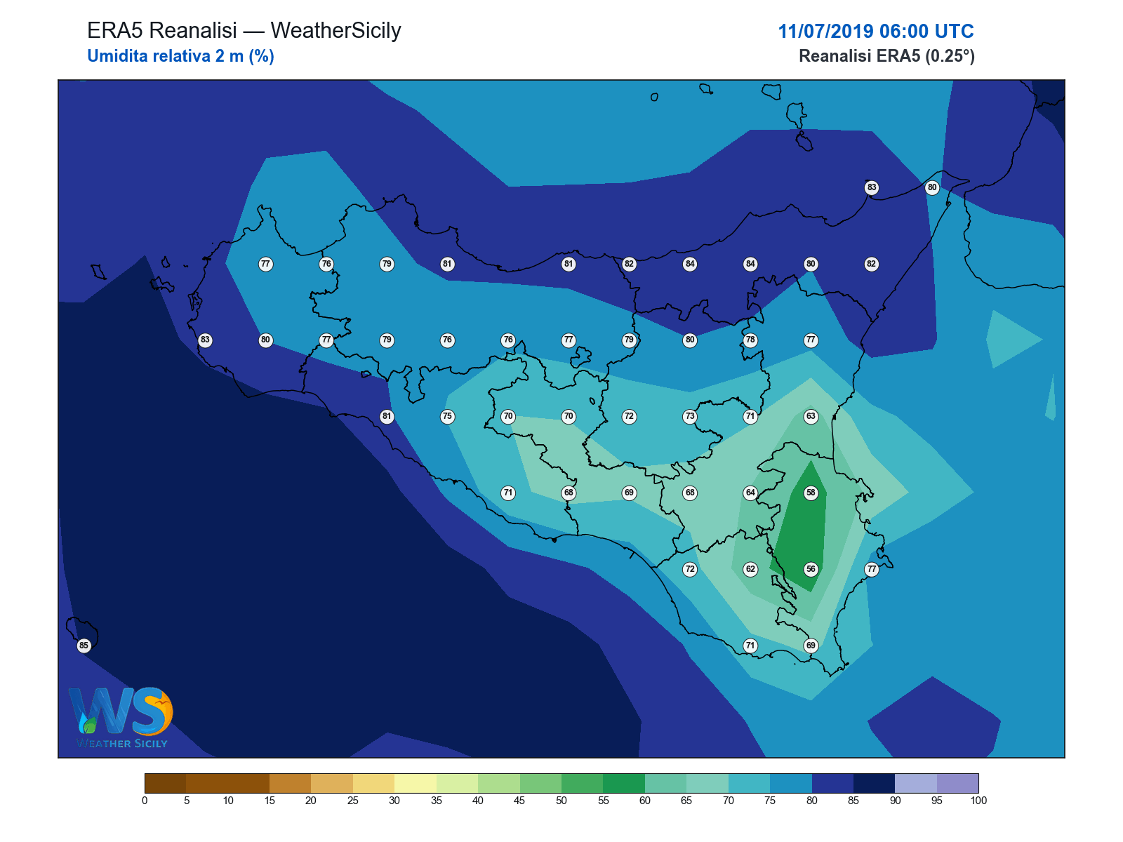 Umidità relativa 2 m · 2019071106