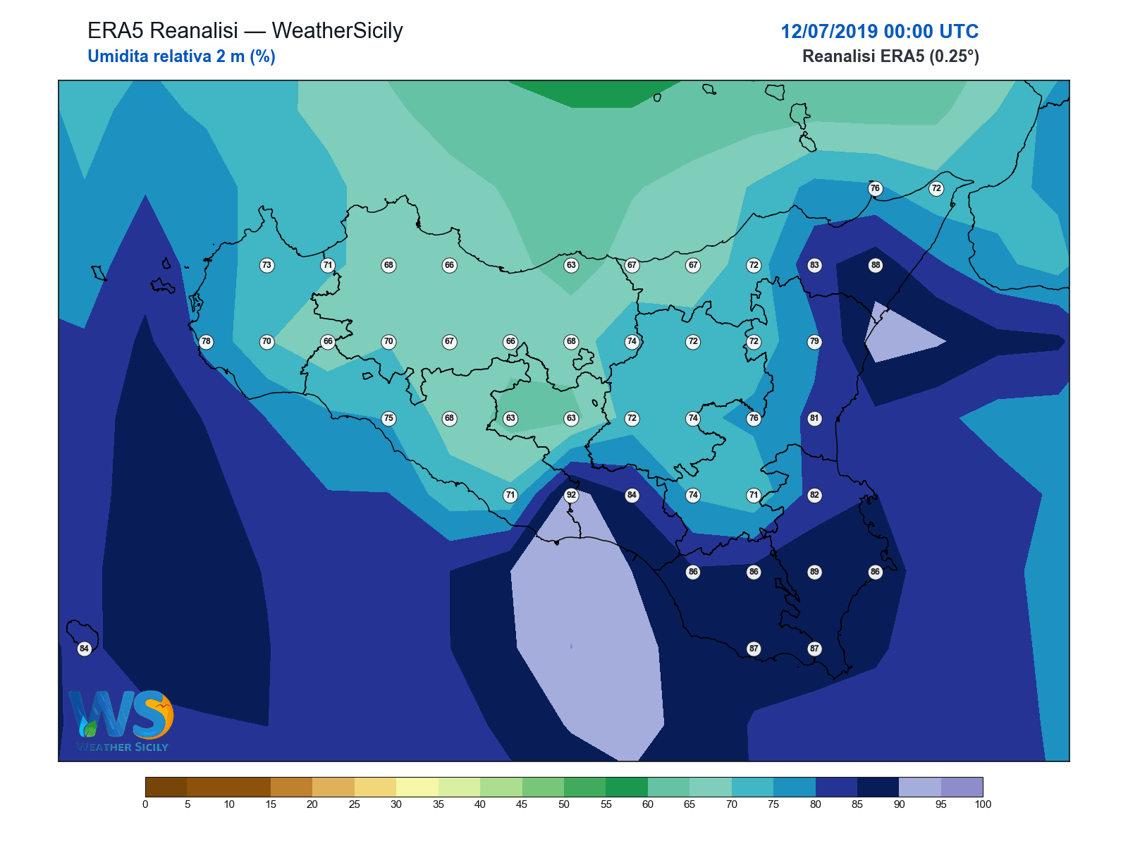 Umidità relativa 2 m · 2019071200