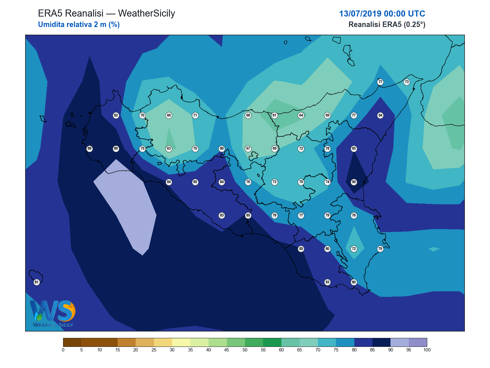 Umidità relativa 2 m · 2019071300