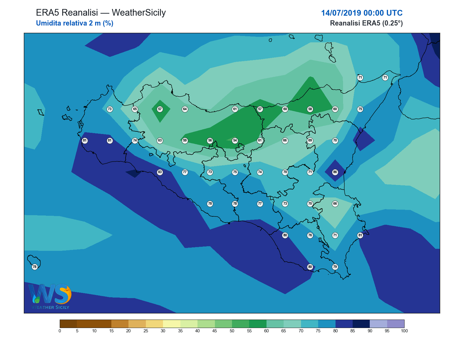 Umidità relativa 2 m · 2019071400