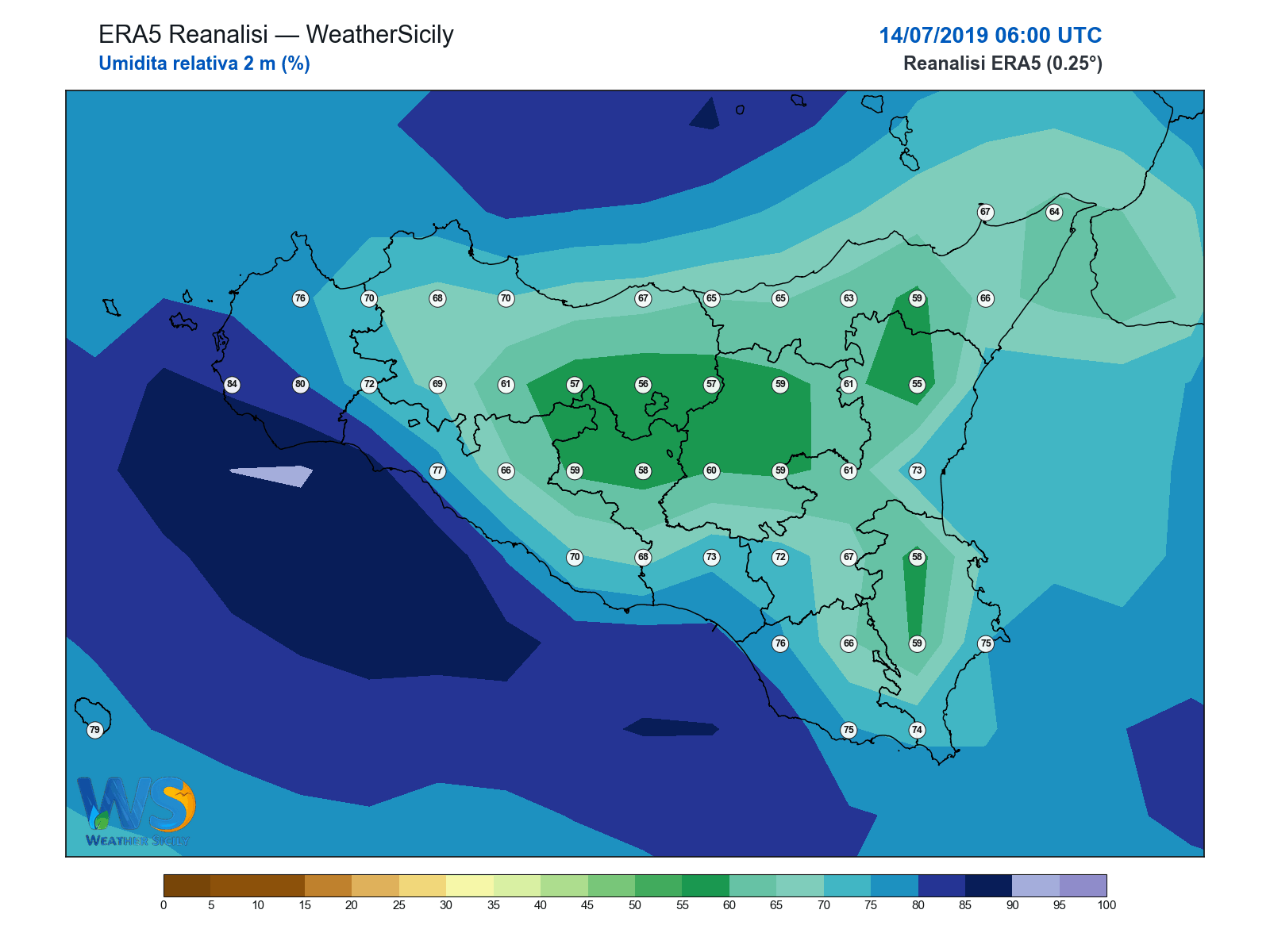 Umidità relativa 2 m · 2019071406