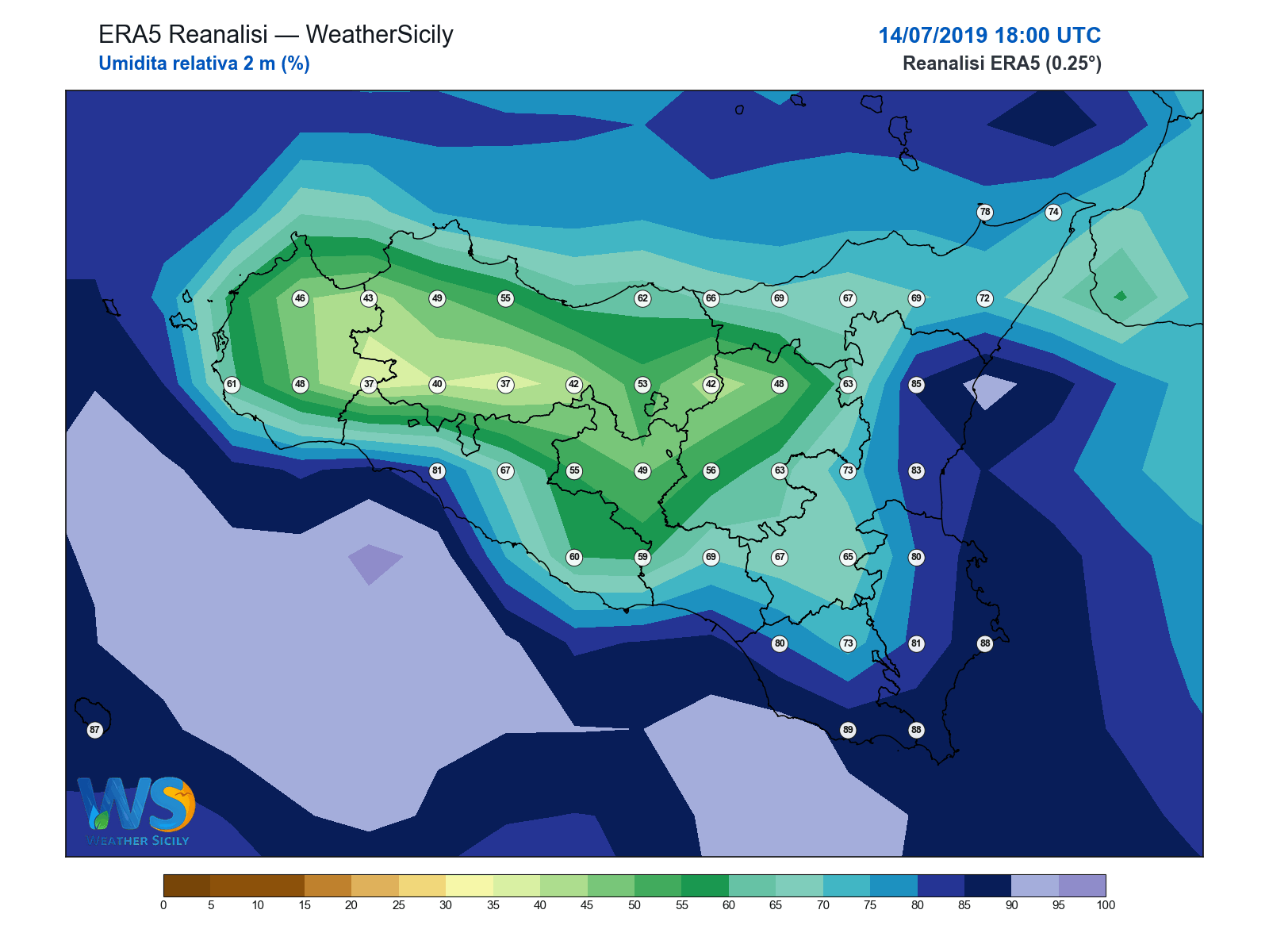 Umidità relativa 2 m · 2019071418