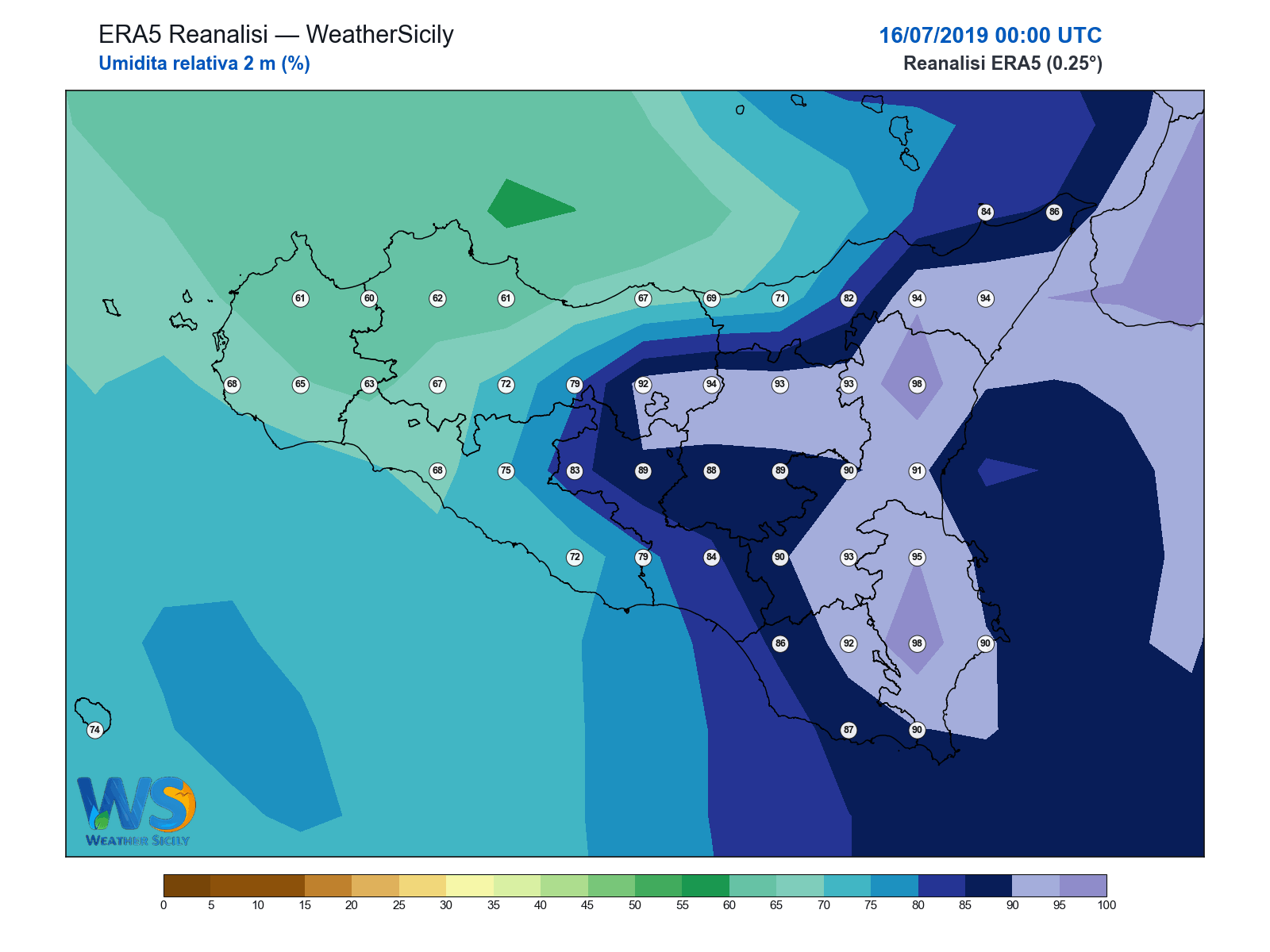 Umidità relativa 2 m · 2019071600