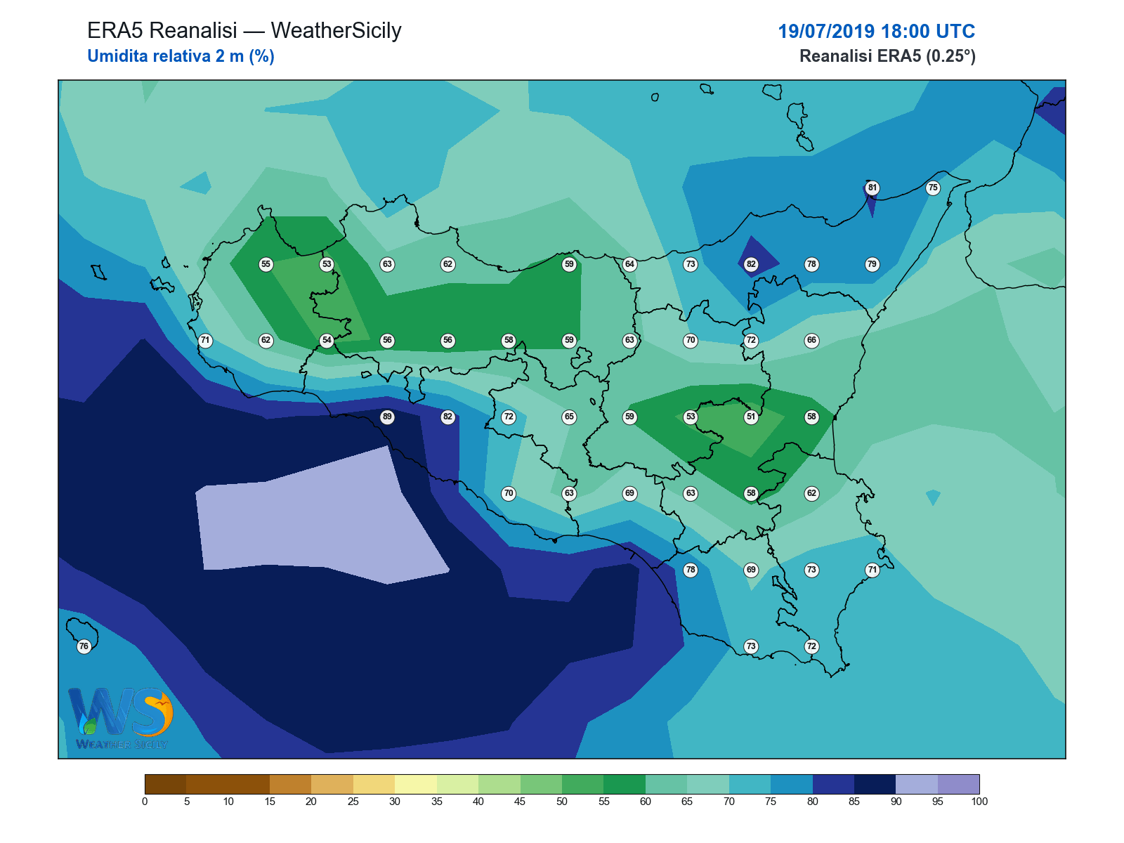Umidità relativa 2 m · 2019071918