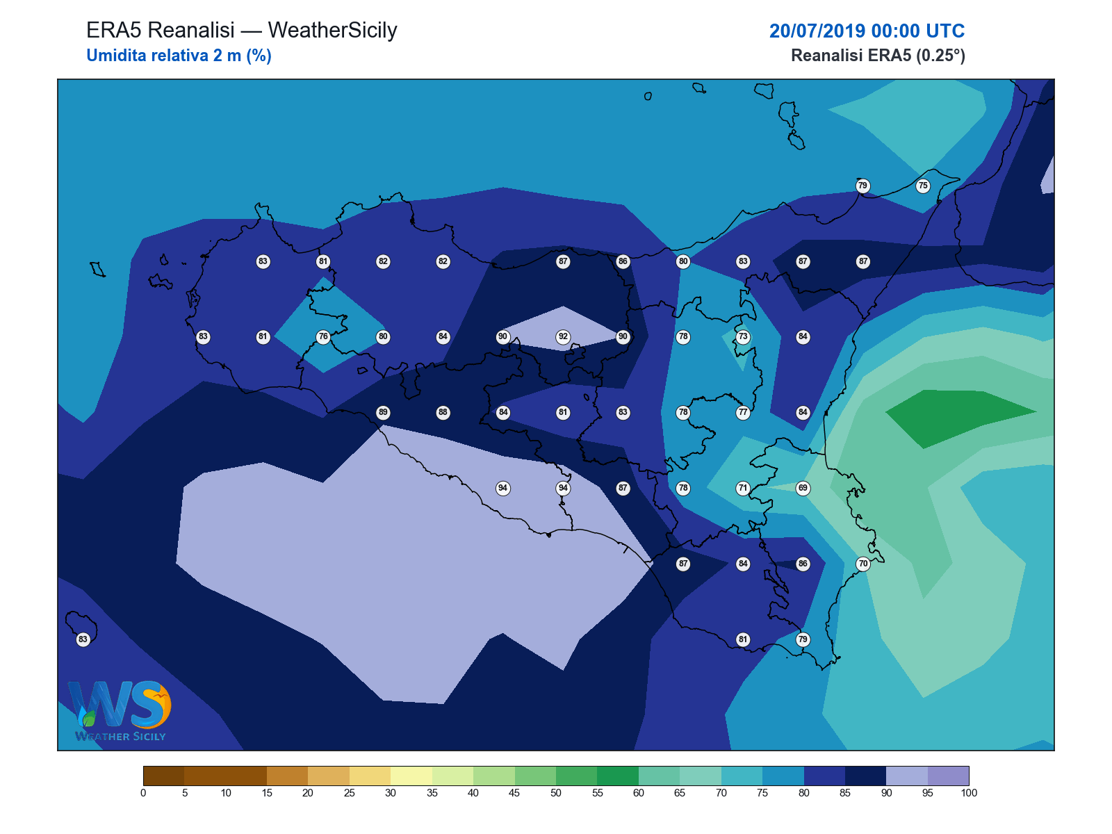 Umidità relativa 2 m · 2019072000