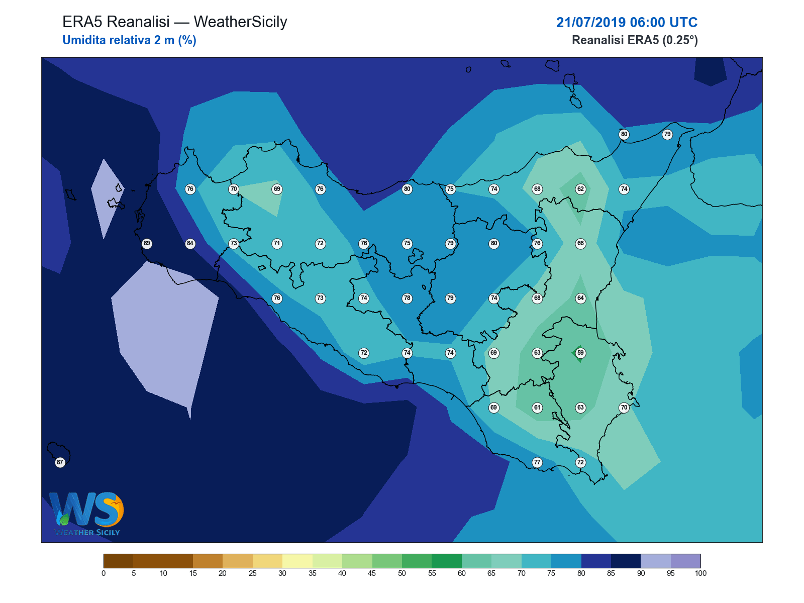 Umidità relativa 2 m · 2019072106