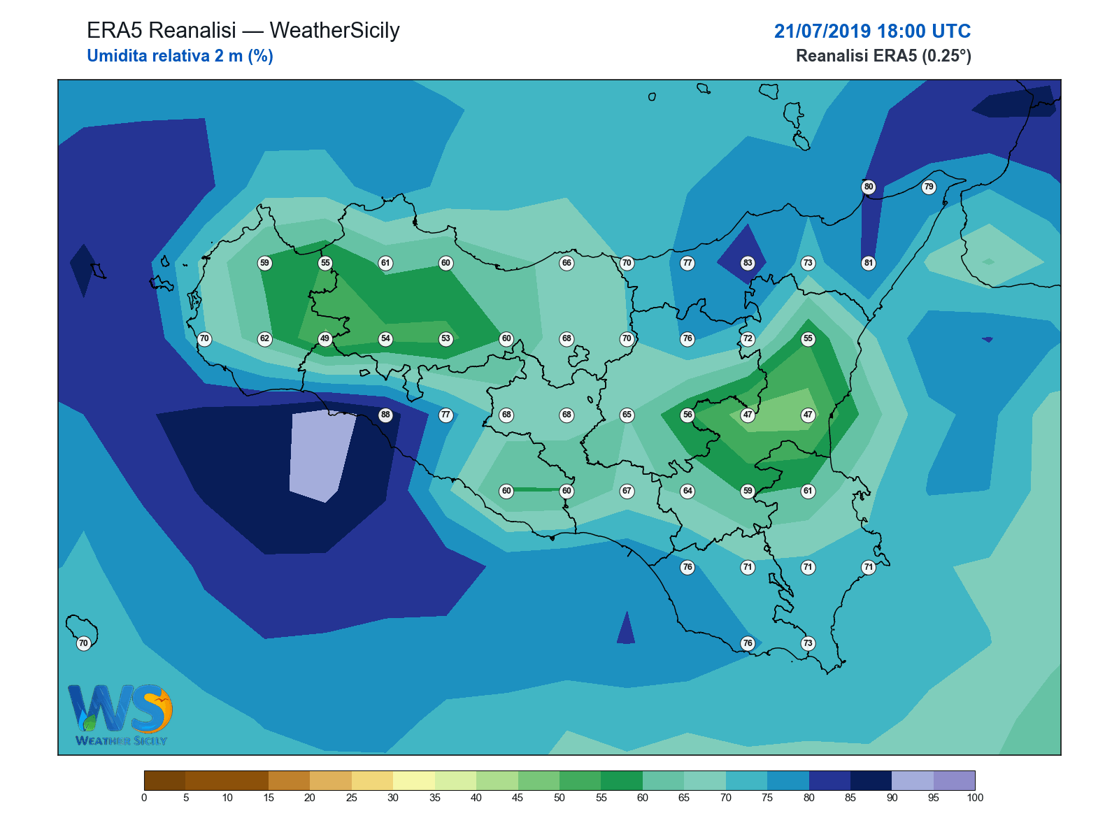 Umidità relativa 2 m · 2019072118