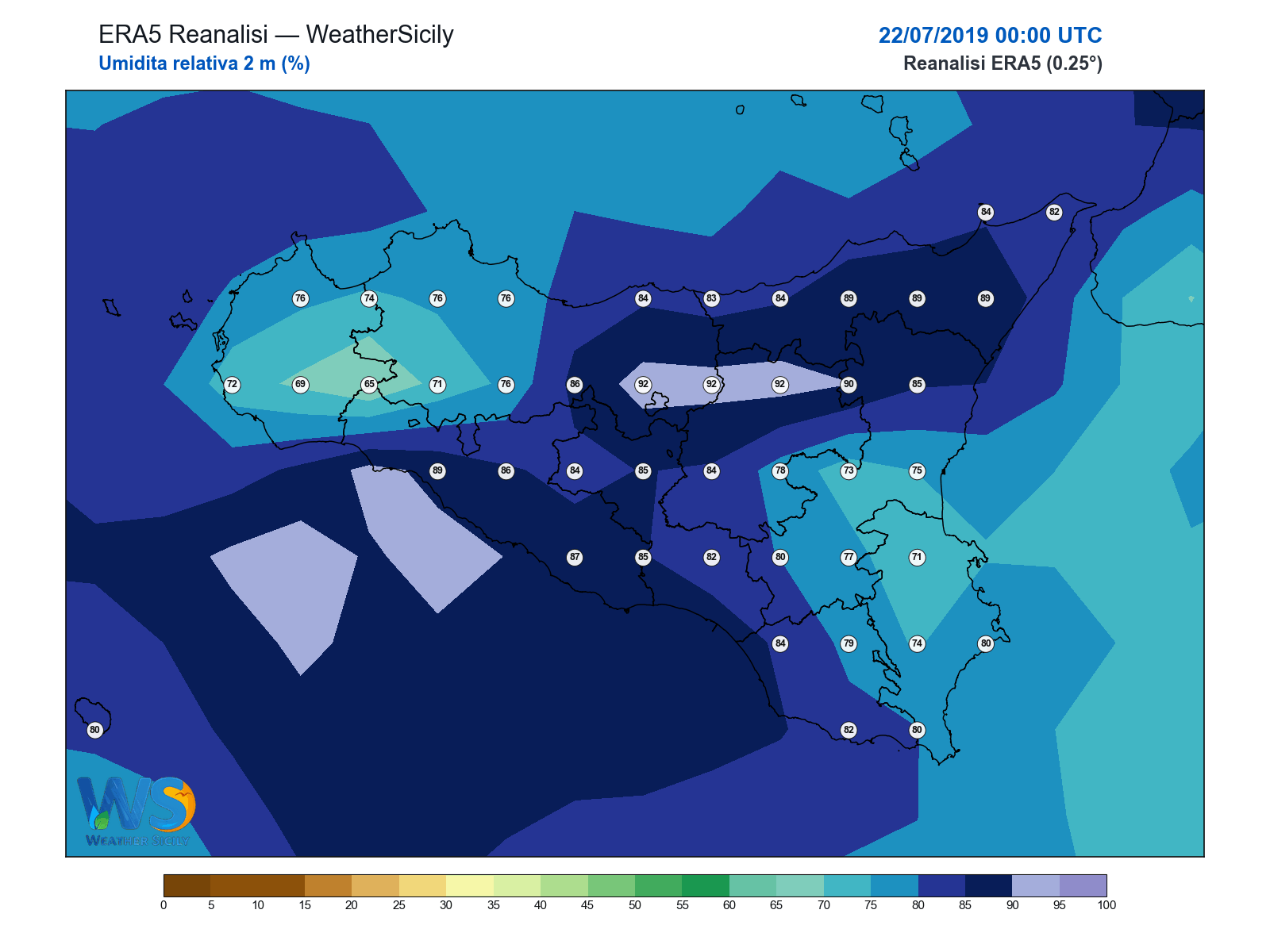 Umidità relativa 2 m · 2019072200