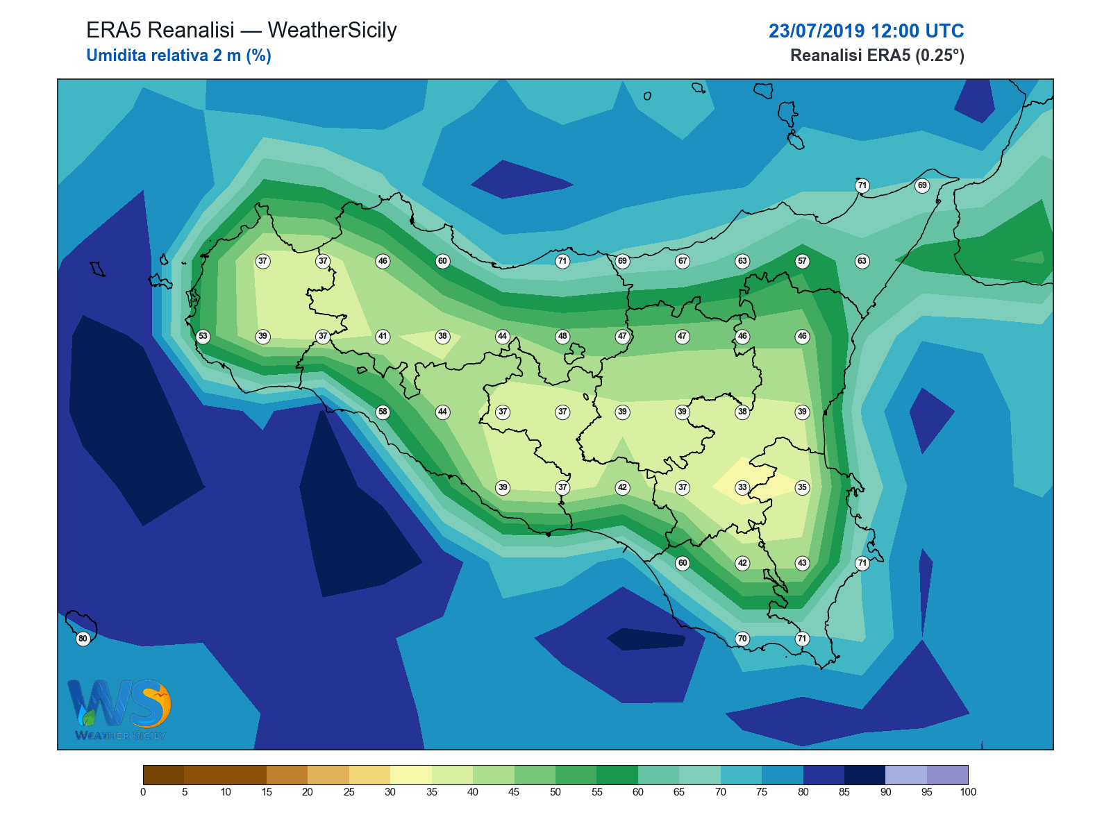 Umidità relativa 2 m · 2019072312