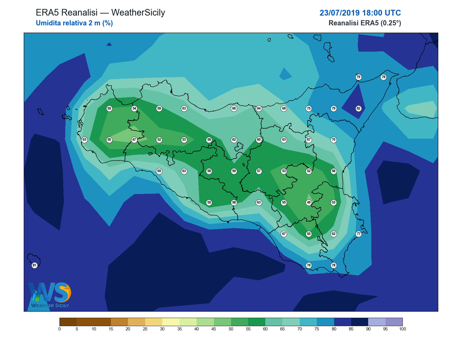 Umidità relativa 2 m · 2019072318