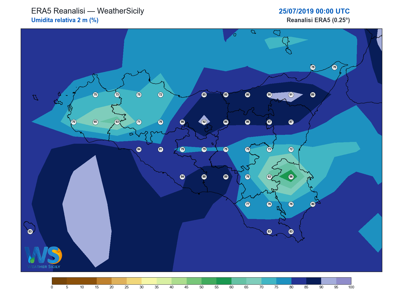 Umidità relativa 2 m · 2019072500