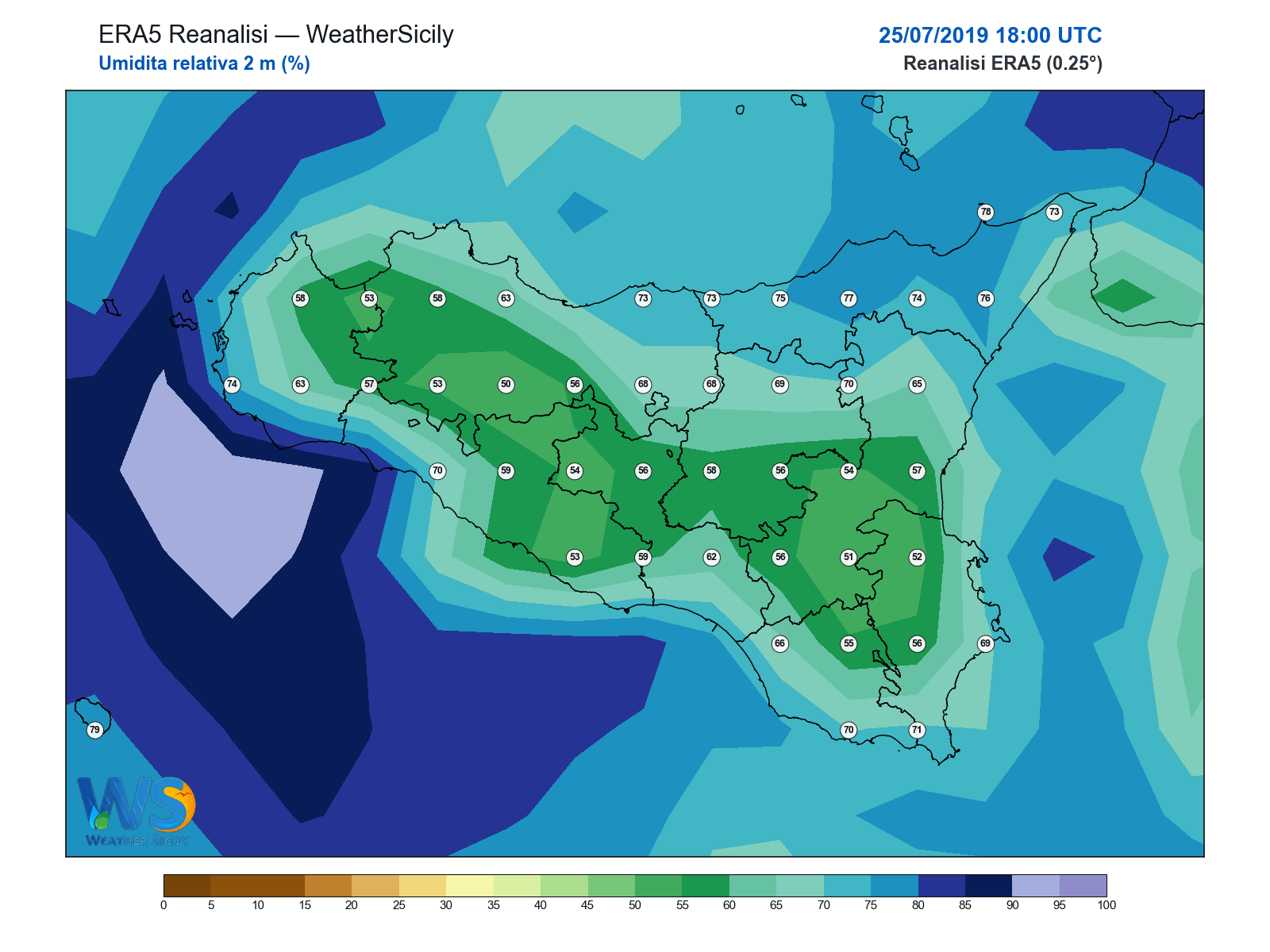 Umidità relativa 2 m · 2019072518