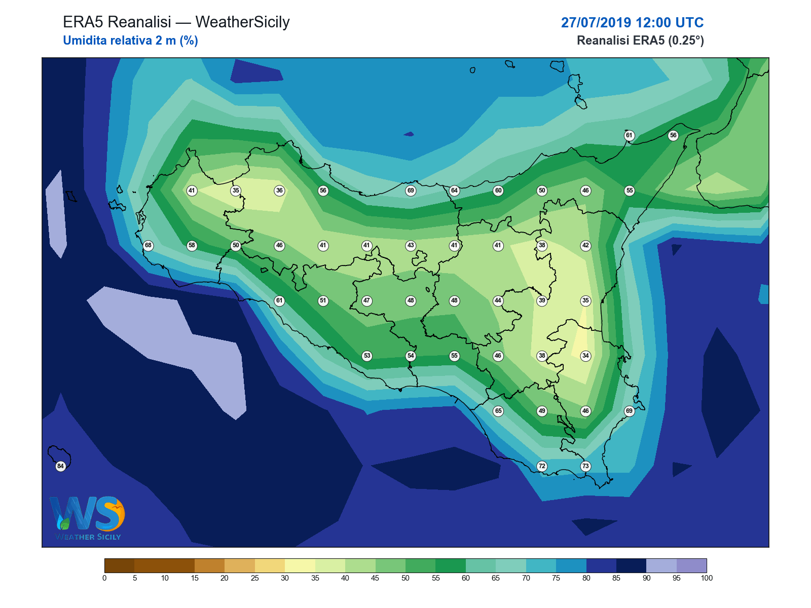 Umidità relativa 2 m · 2019072712