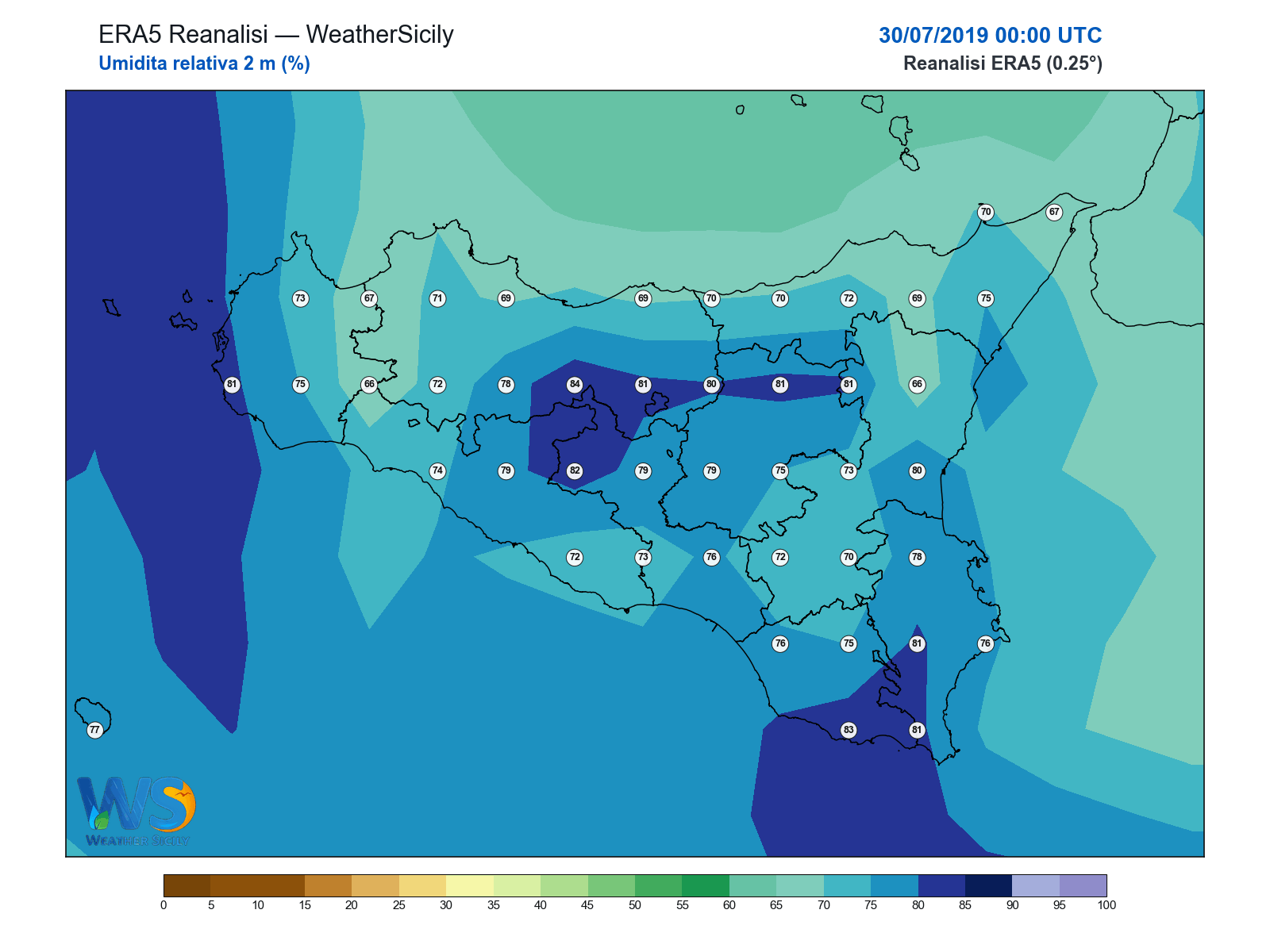 Umidità relativa 2 m · 2019073000
