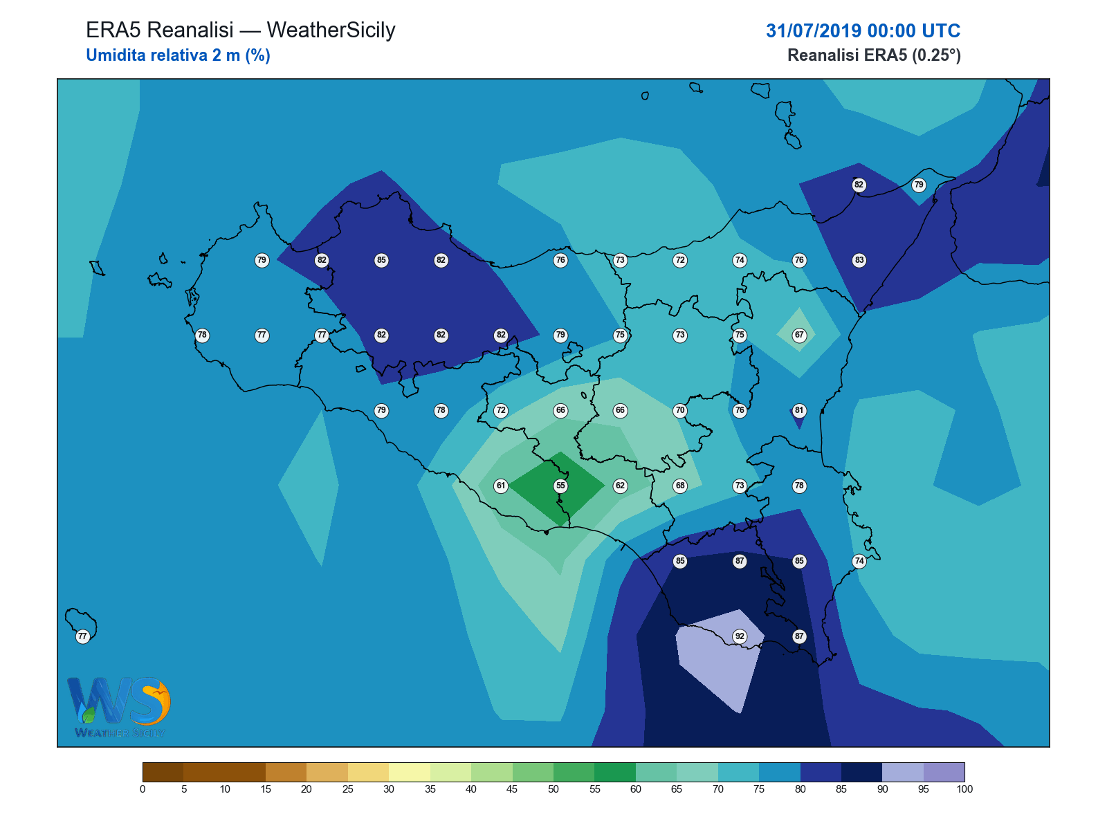 Umidità relativa 2 m · 2019073100
