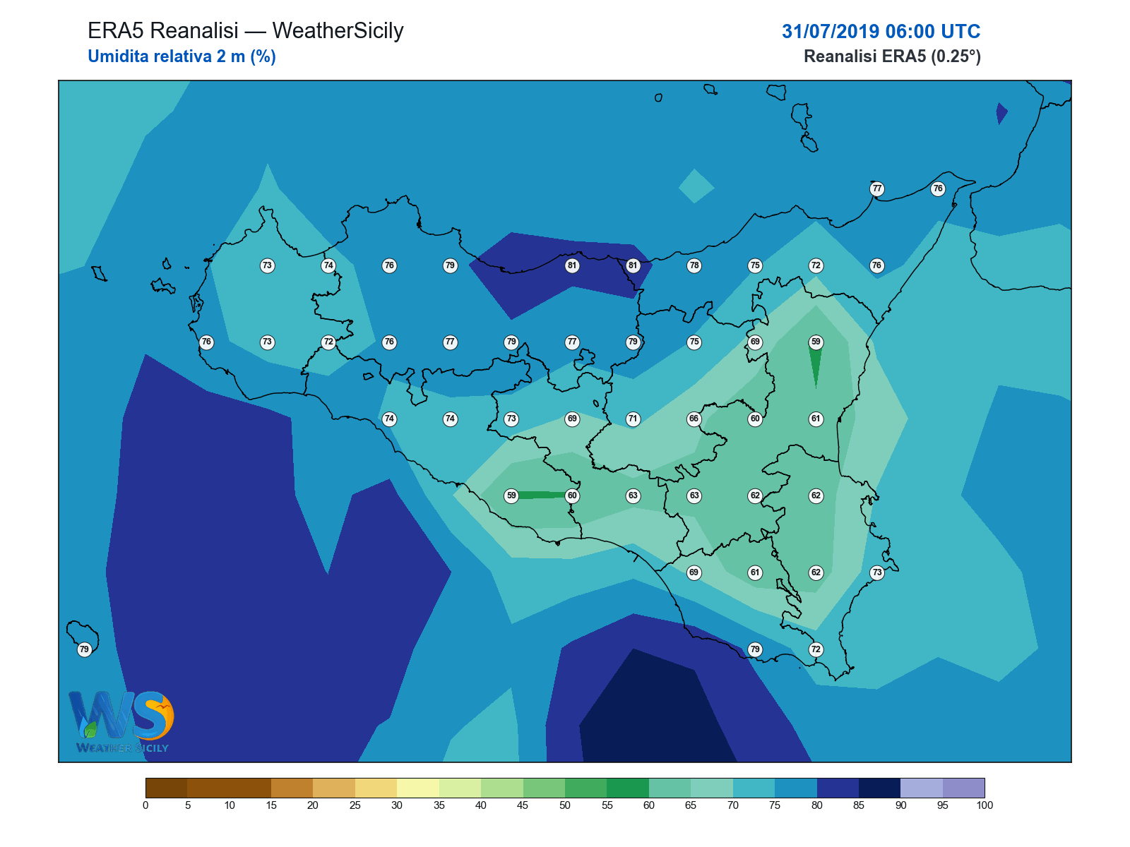Umidità relativa 2 m · 2019073106