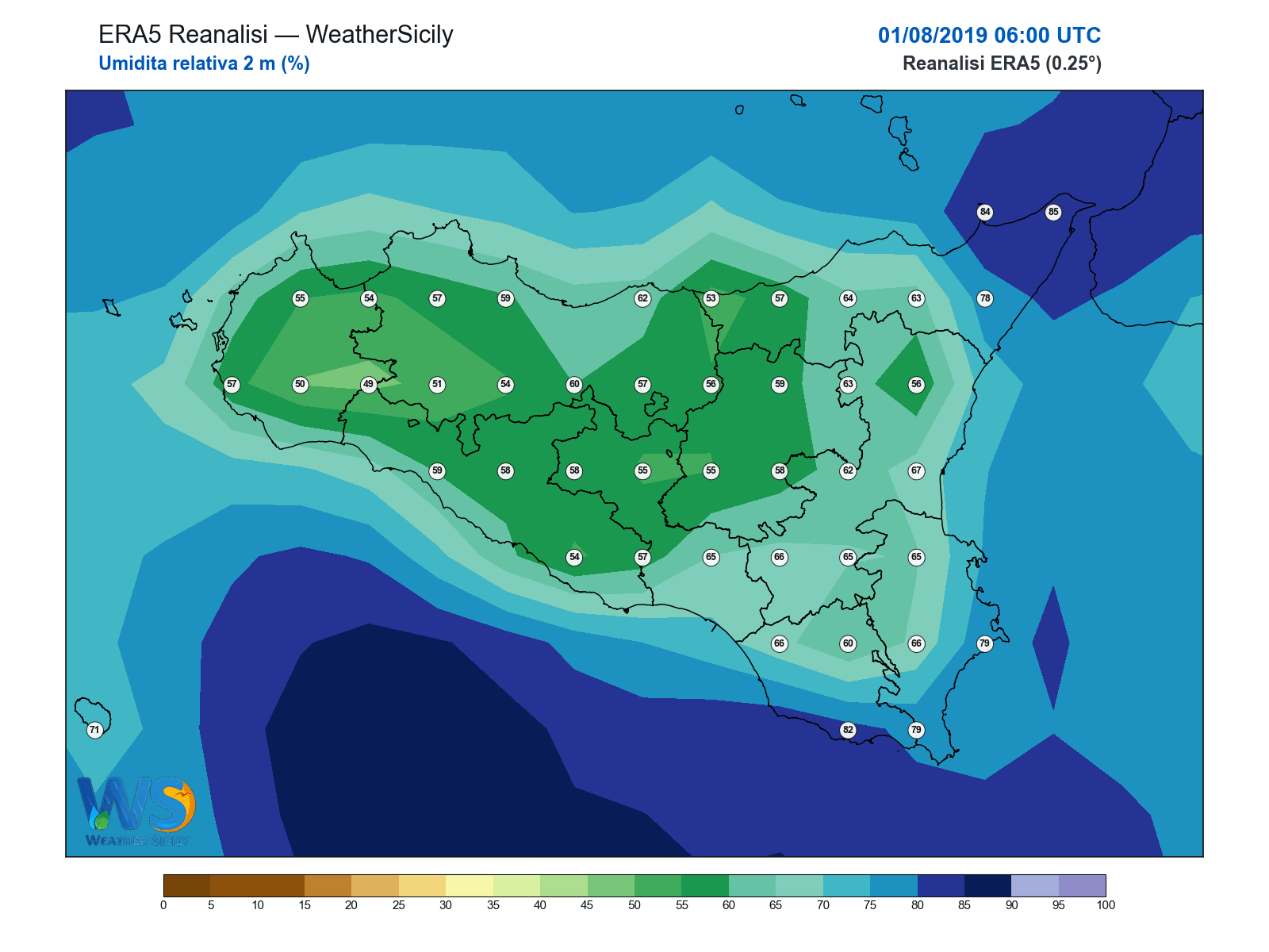 Umidità relativa 2 m · 2019080106