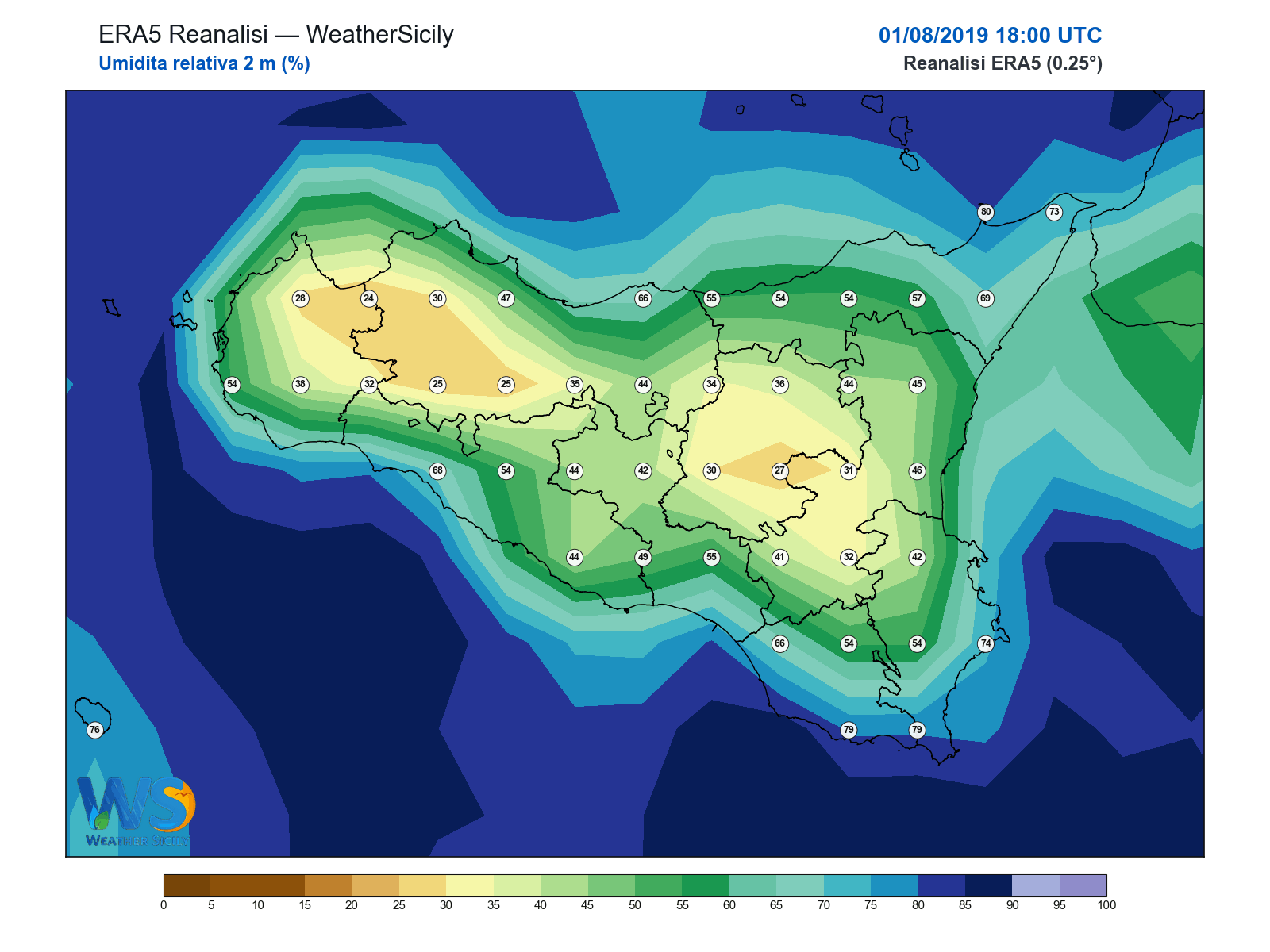 Umidità relativa 2 m · 2019080118