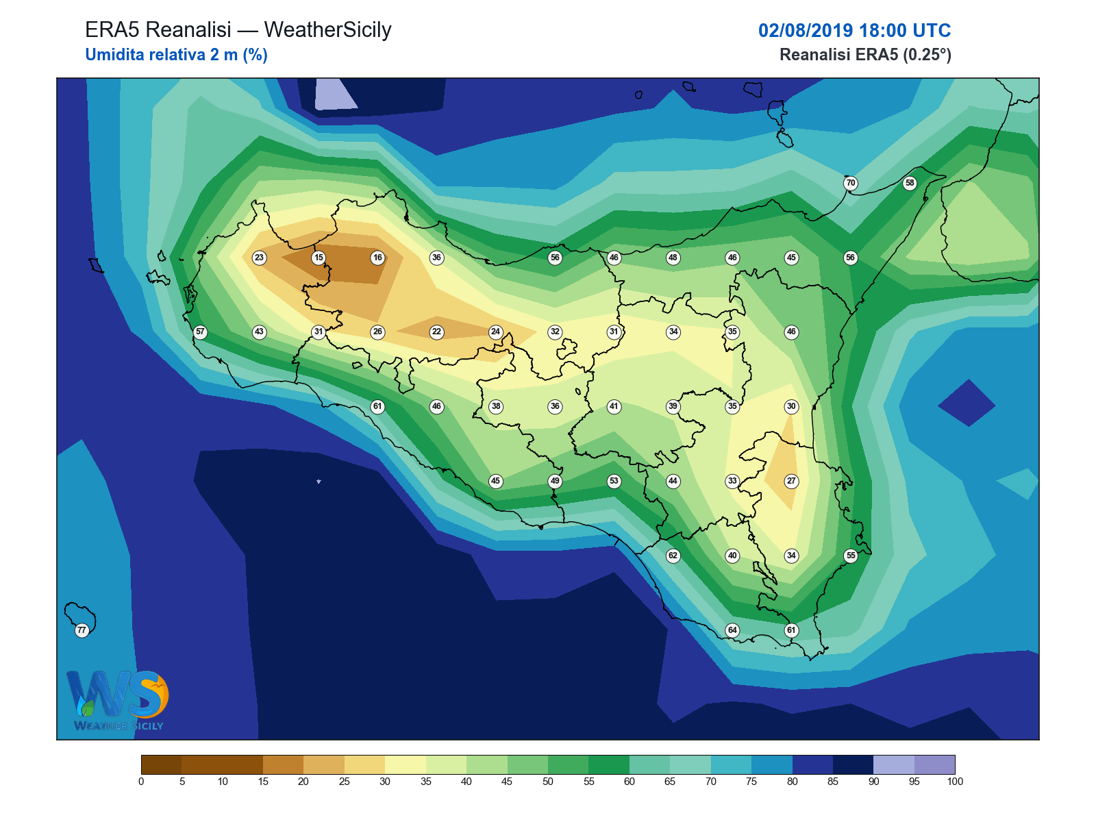 Umidità relativa 2 m · 2019080218