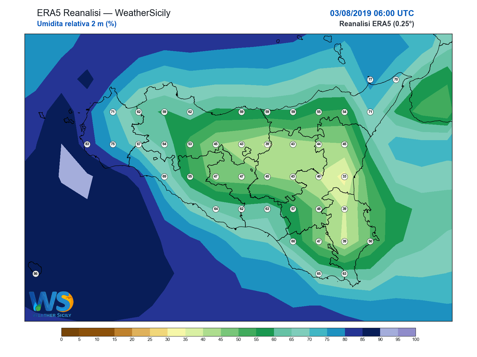 Umidità relativa 2 m · 2019080306