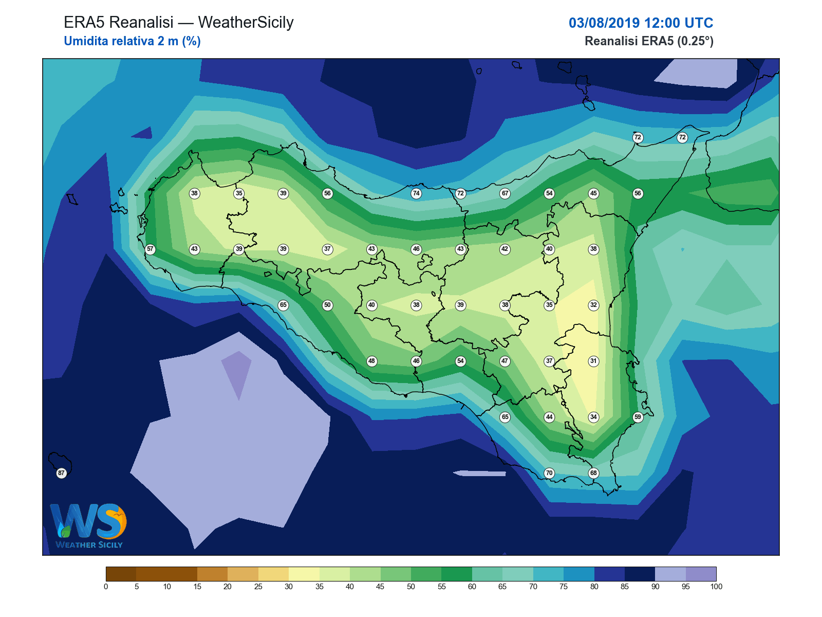 Umidità relativa 2 m · 2019080312