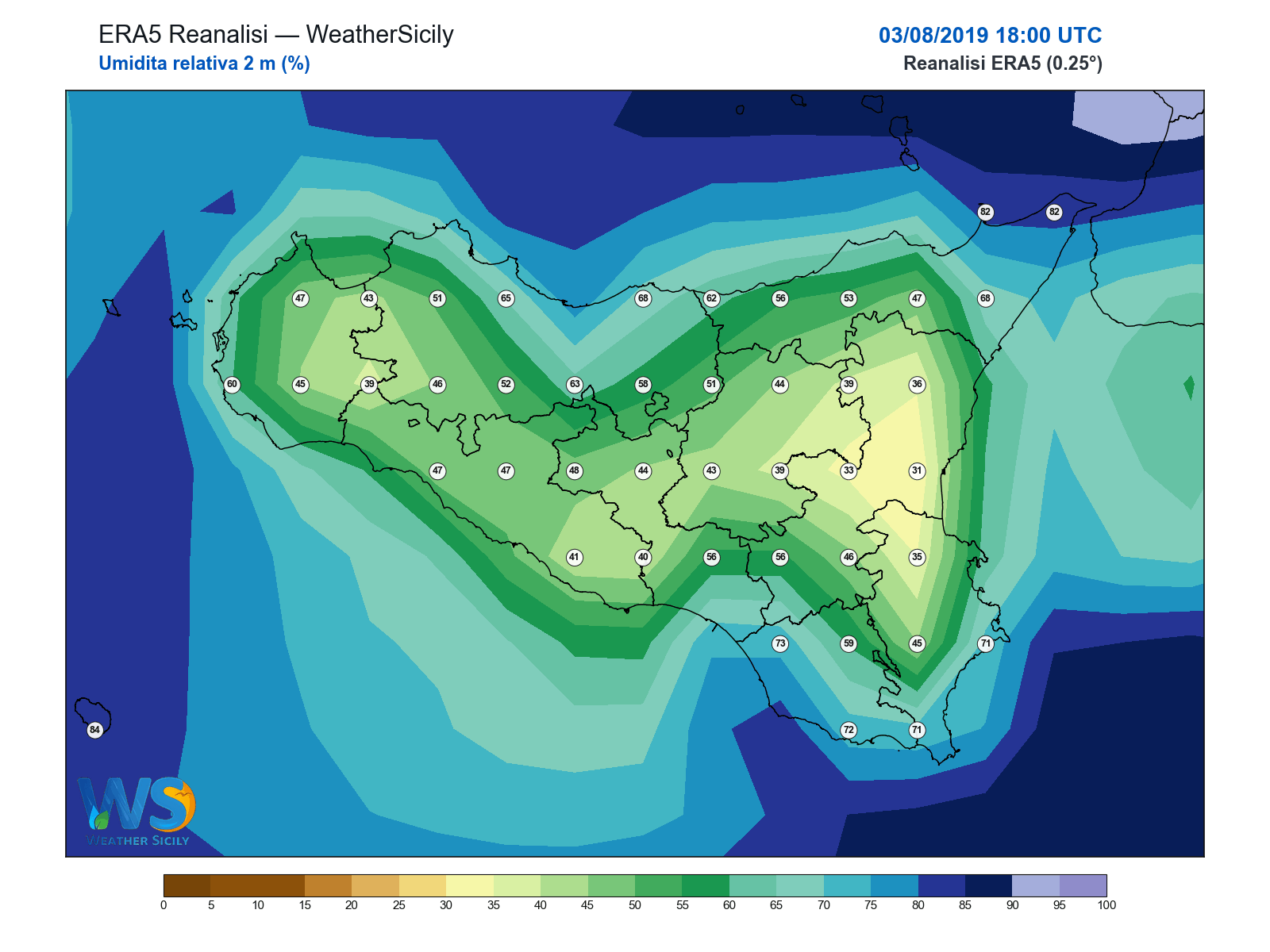 Umidità relativa 2 m · 2019080318