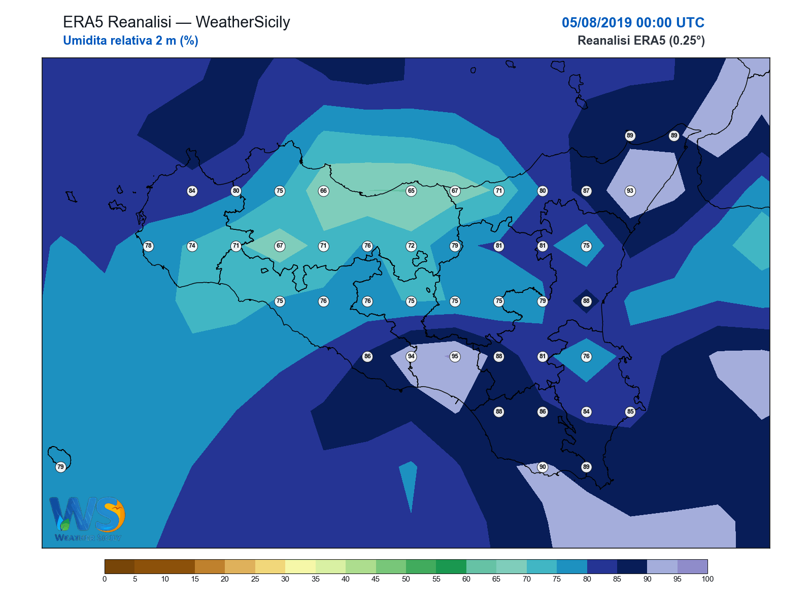 Umidità relativa 2 m · 2019080500