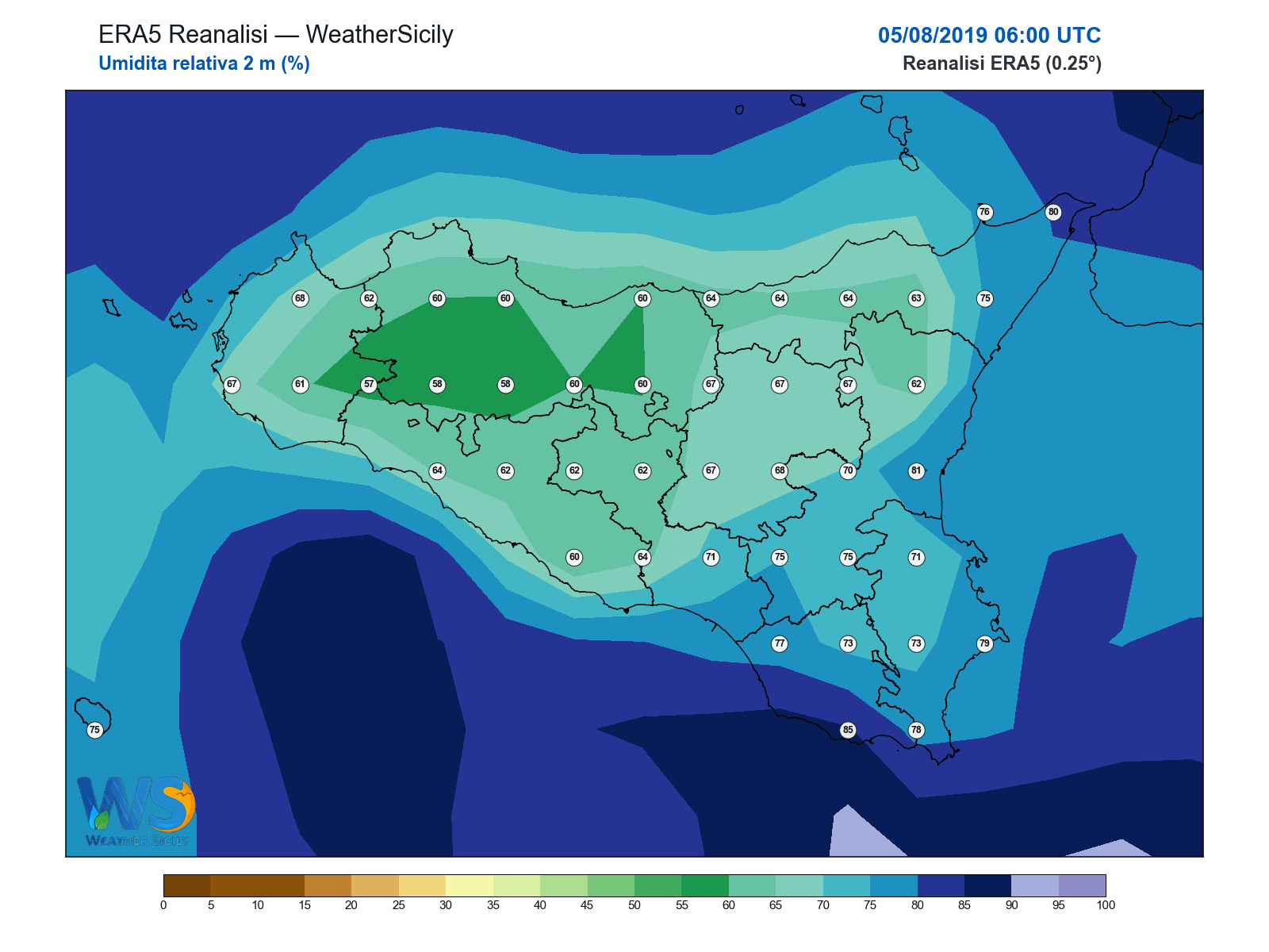 Umidità relativa 2 m · 2019080506