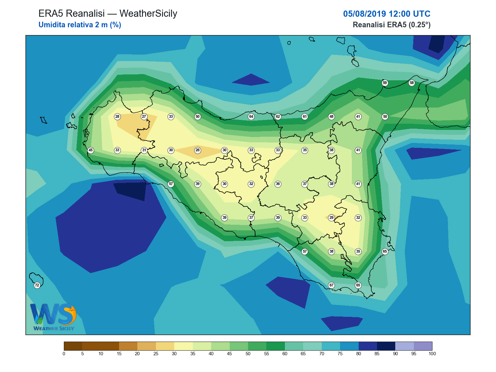 Umidità relativa 2 m · 2019080512