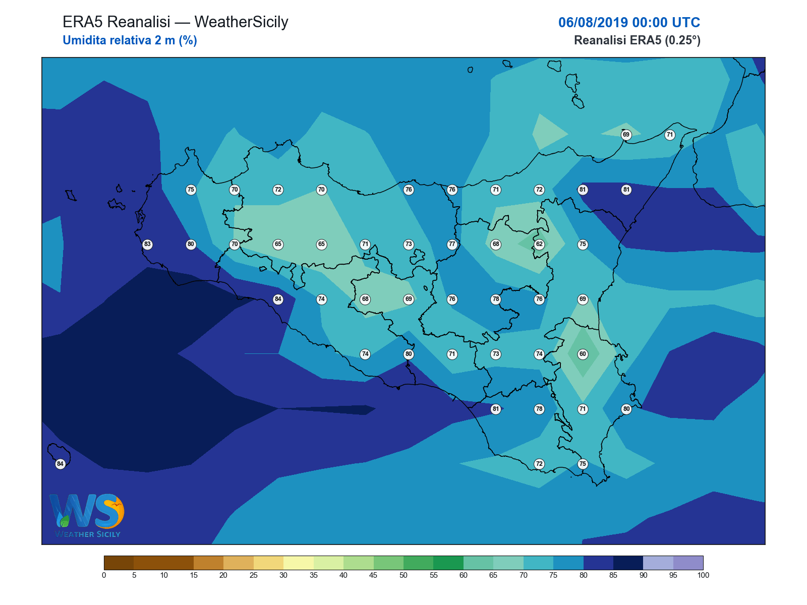 Umidità relativa 2 m · 2019080600