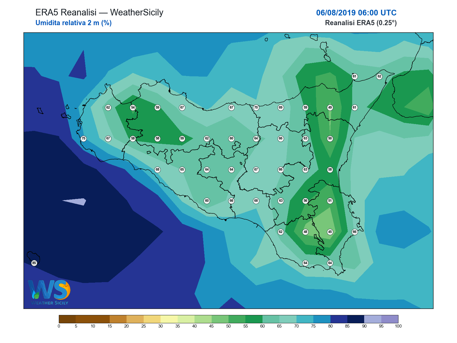 Umidità relativa 2 m · 2019080606