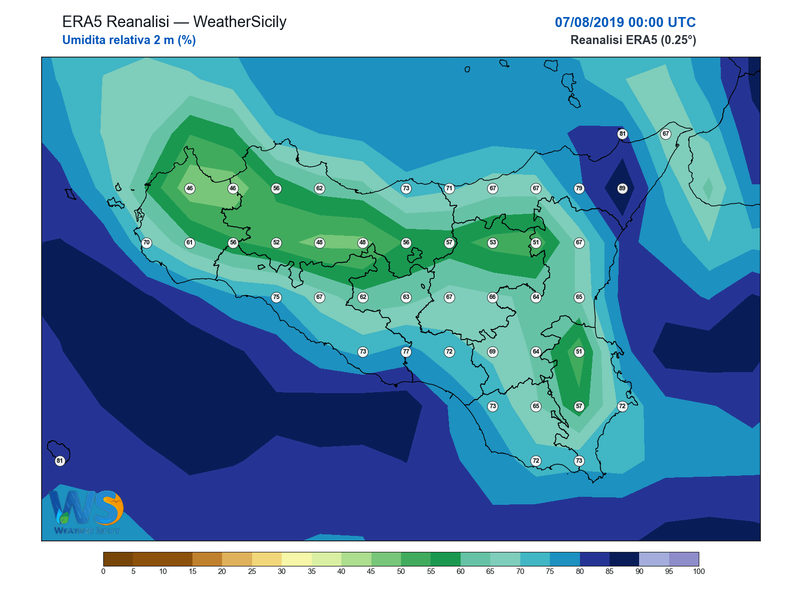 Umidità relativa 2 m · 2019080700