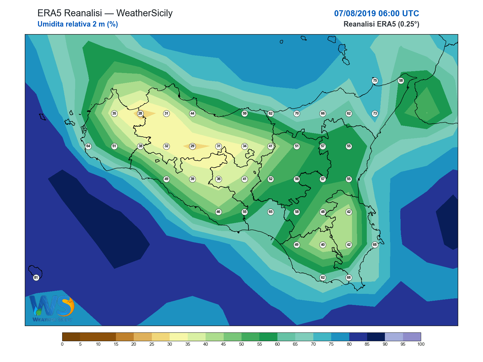 Umidità relativa 2 m · 2019080706