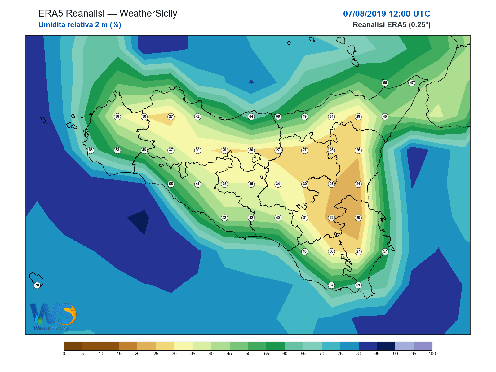 Umidità relativa 2 m · 2019080712