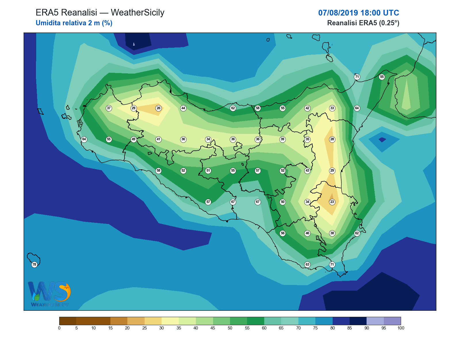 Umidità relativa 2 m · 2019080718