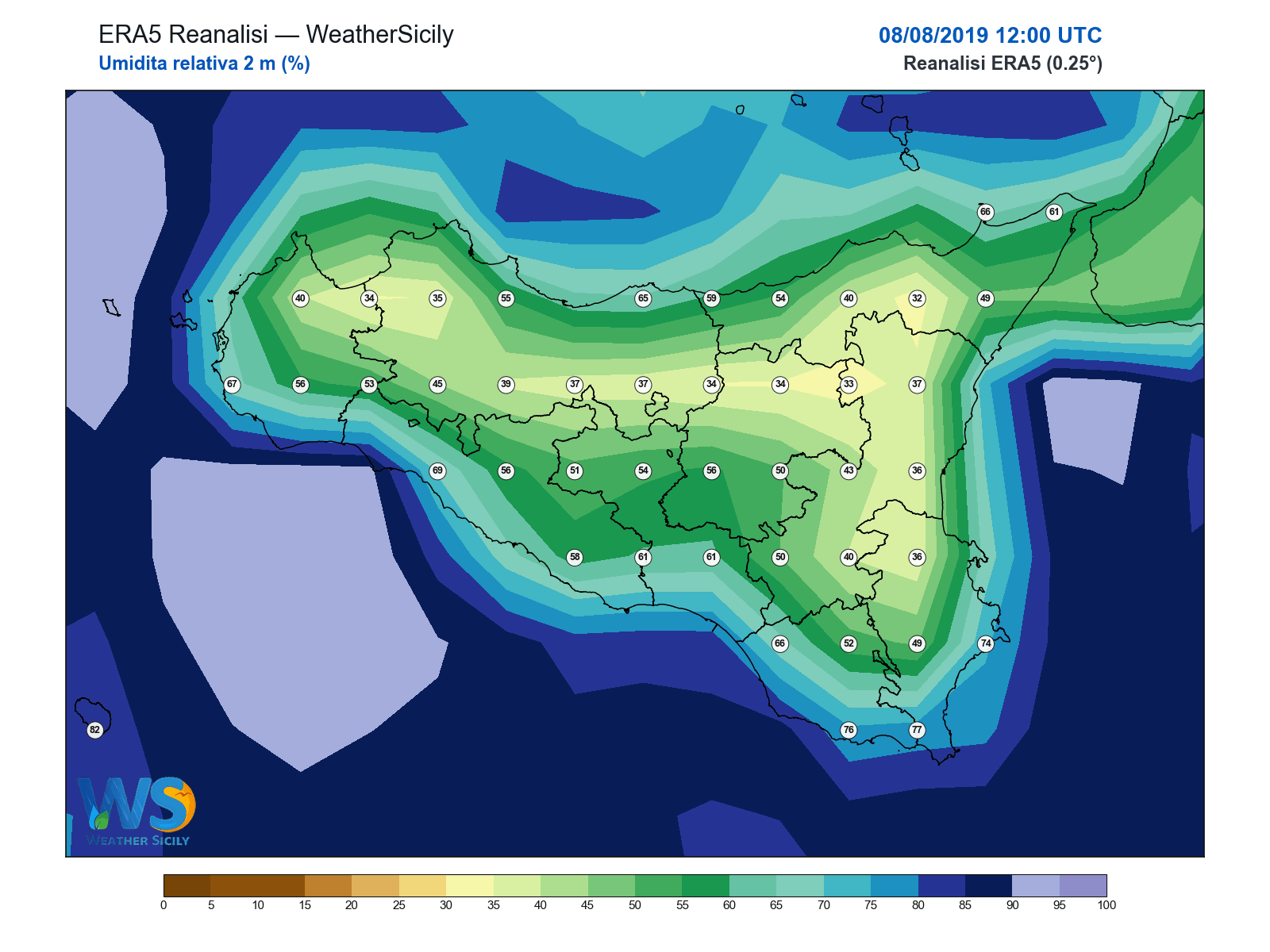 Umidità relativa 2 m · 2019080812