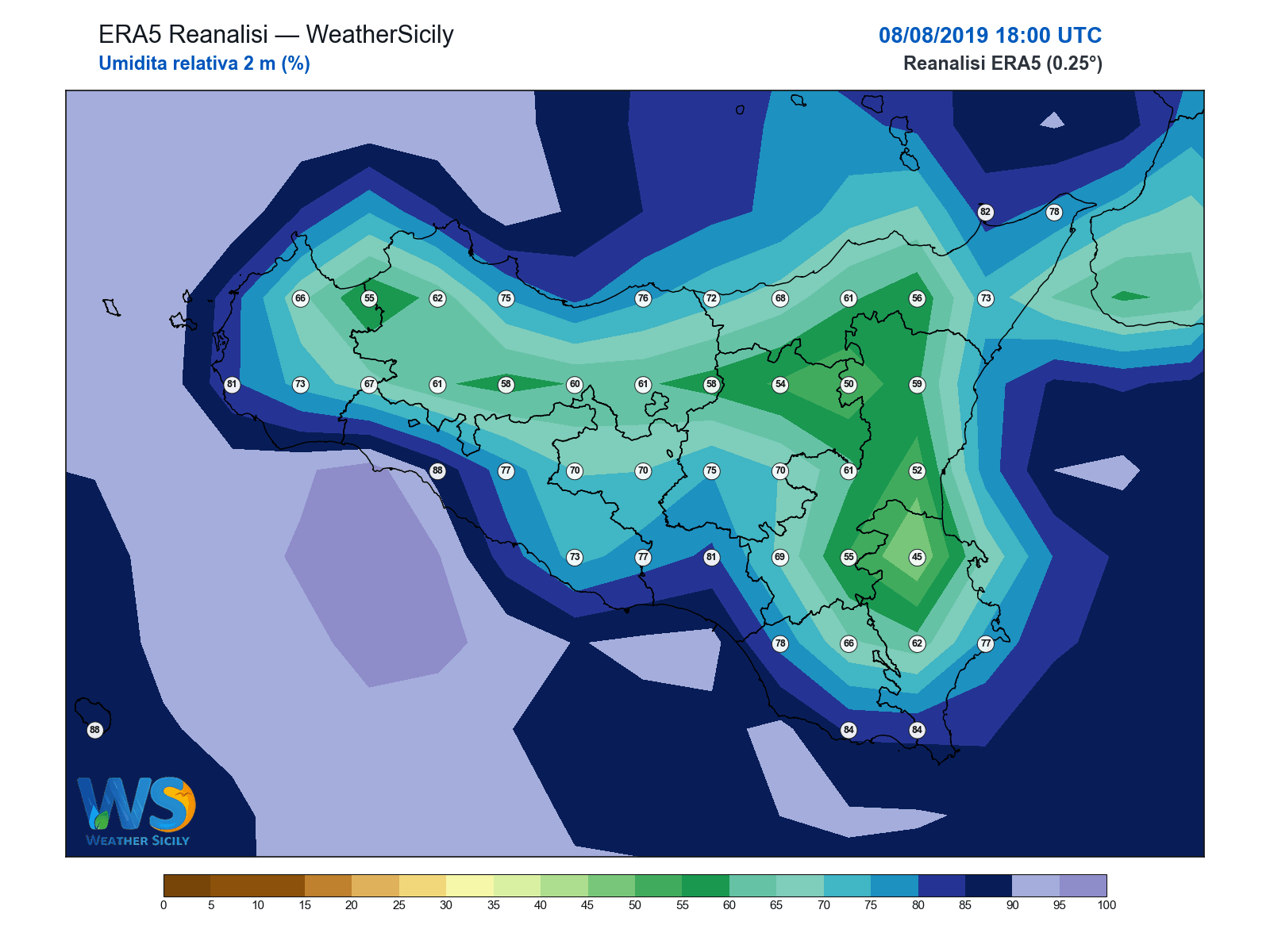 Umidità relativa 2 m · 2019080818