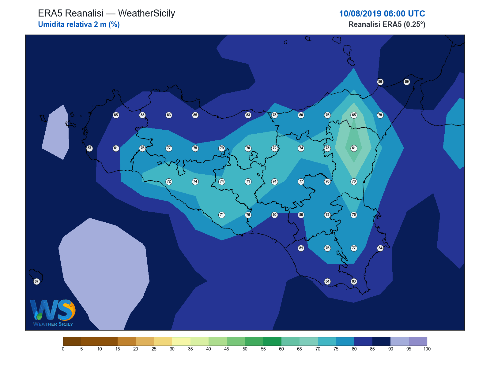 Umidità relativa 2 m · 2019081006