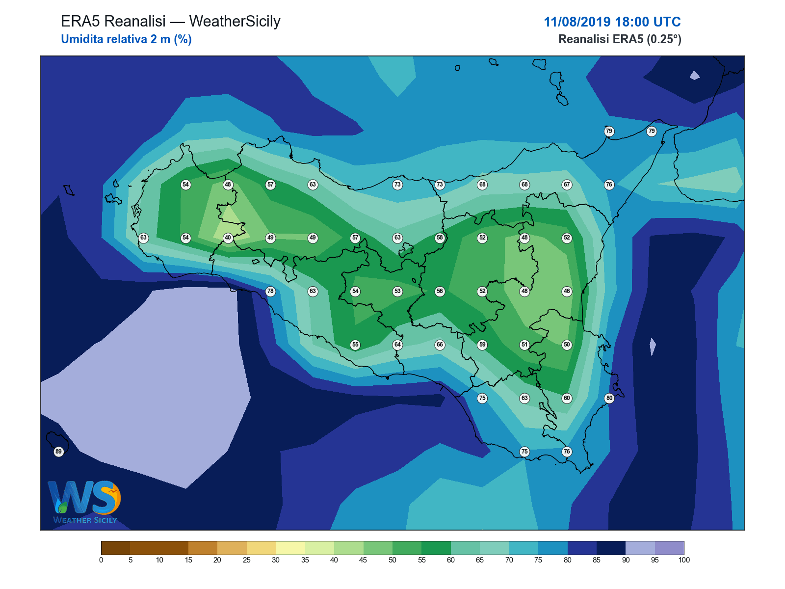 Umidità relativa 2 m · 2019081118