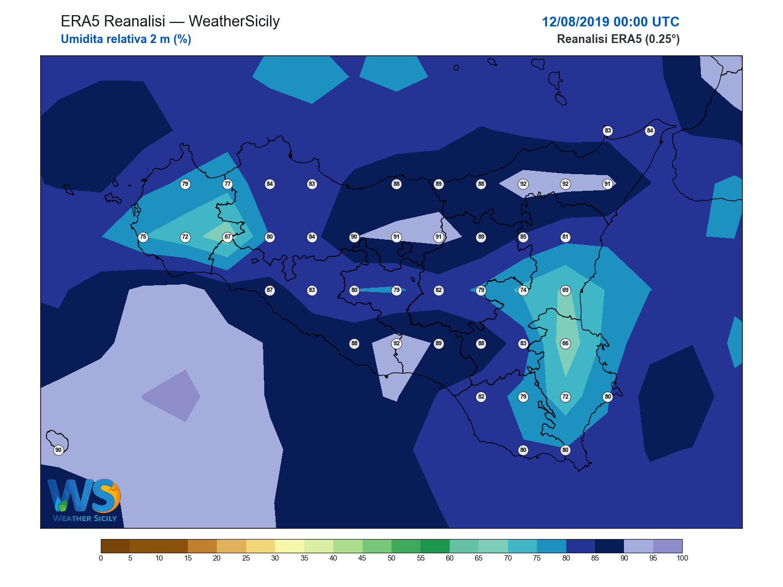 Umidità relativa 2 m · 2019081200