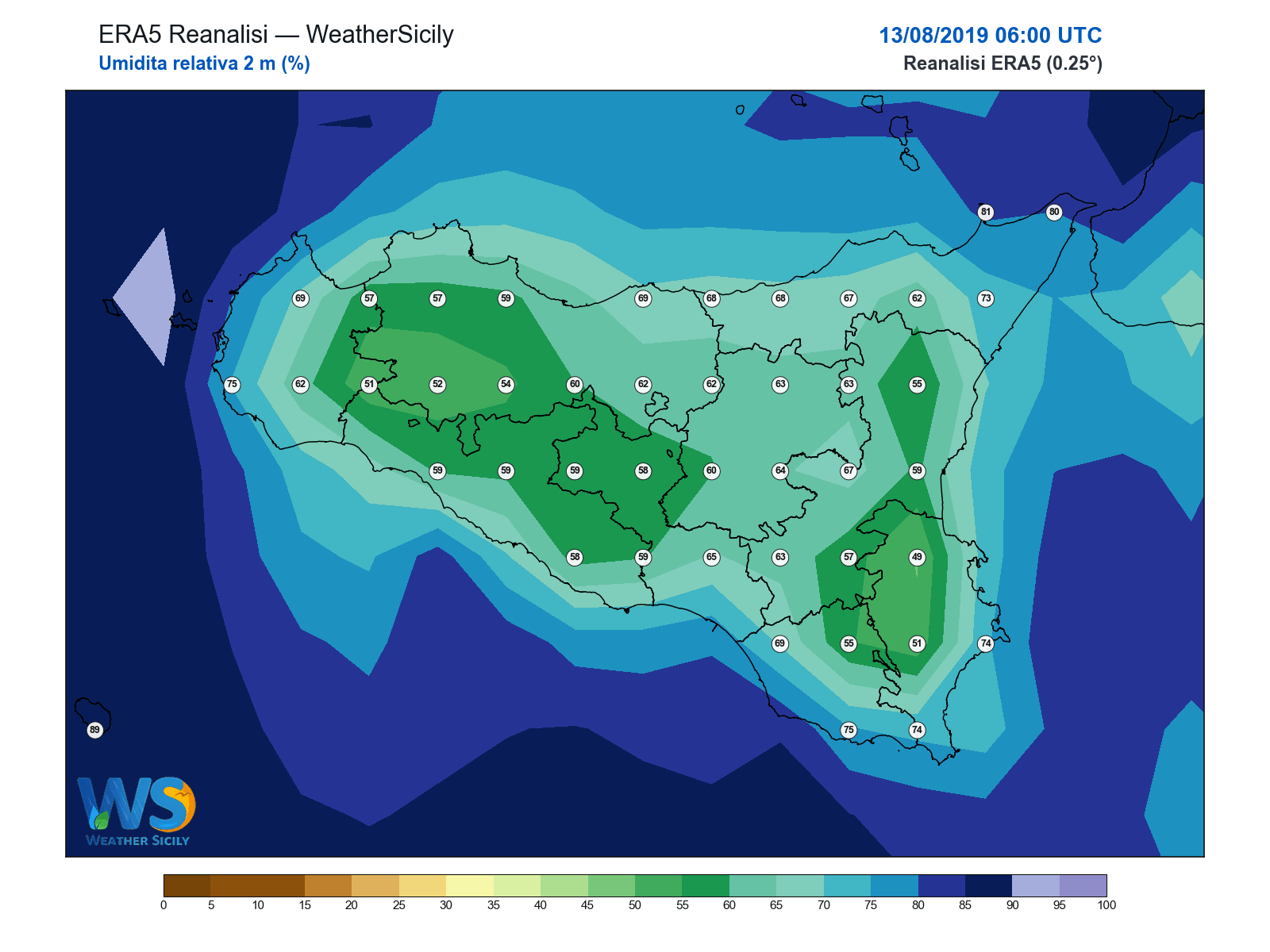 Umidità relativa 2 m · 2019081306