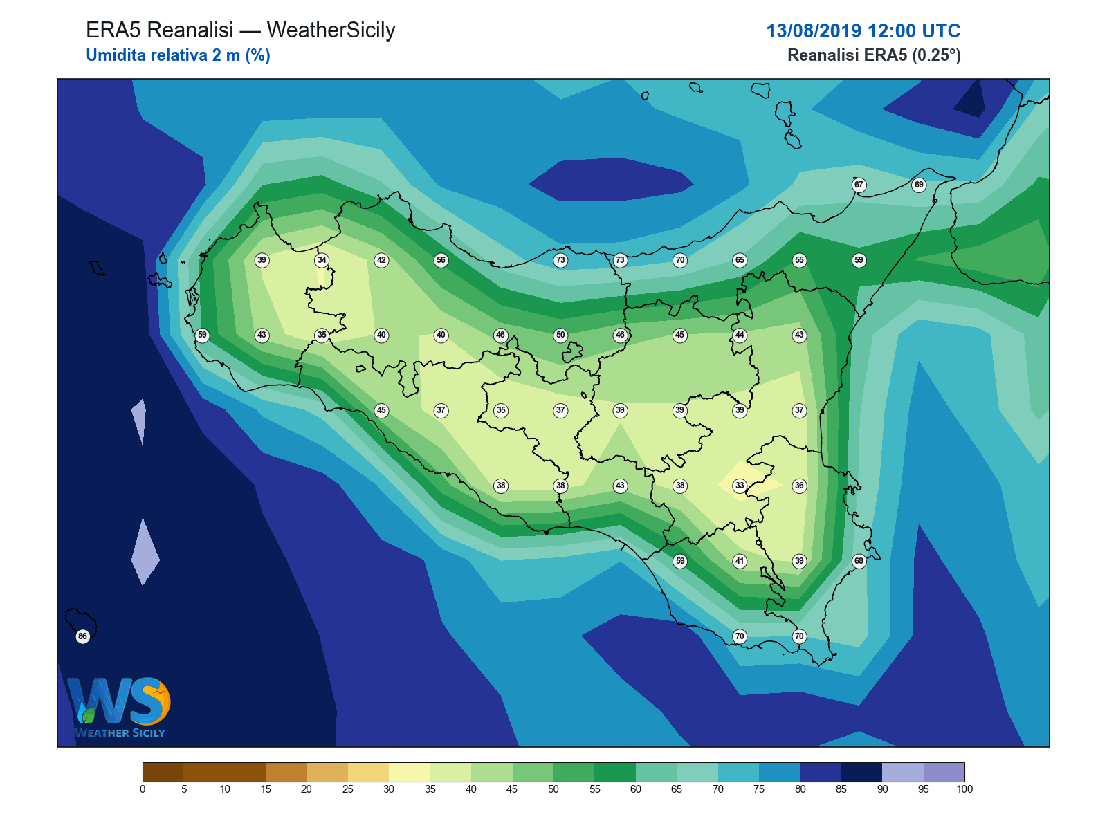 Umidità relativa 2 m · 2019081312