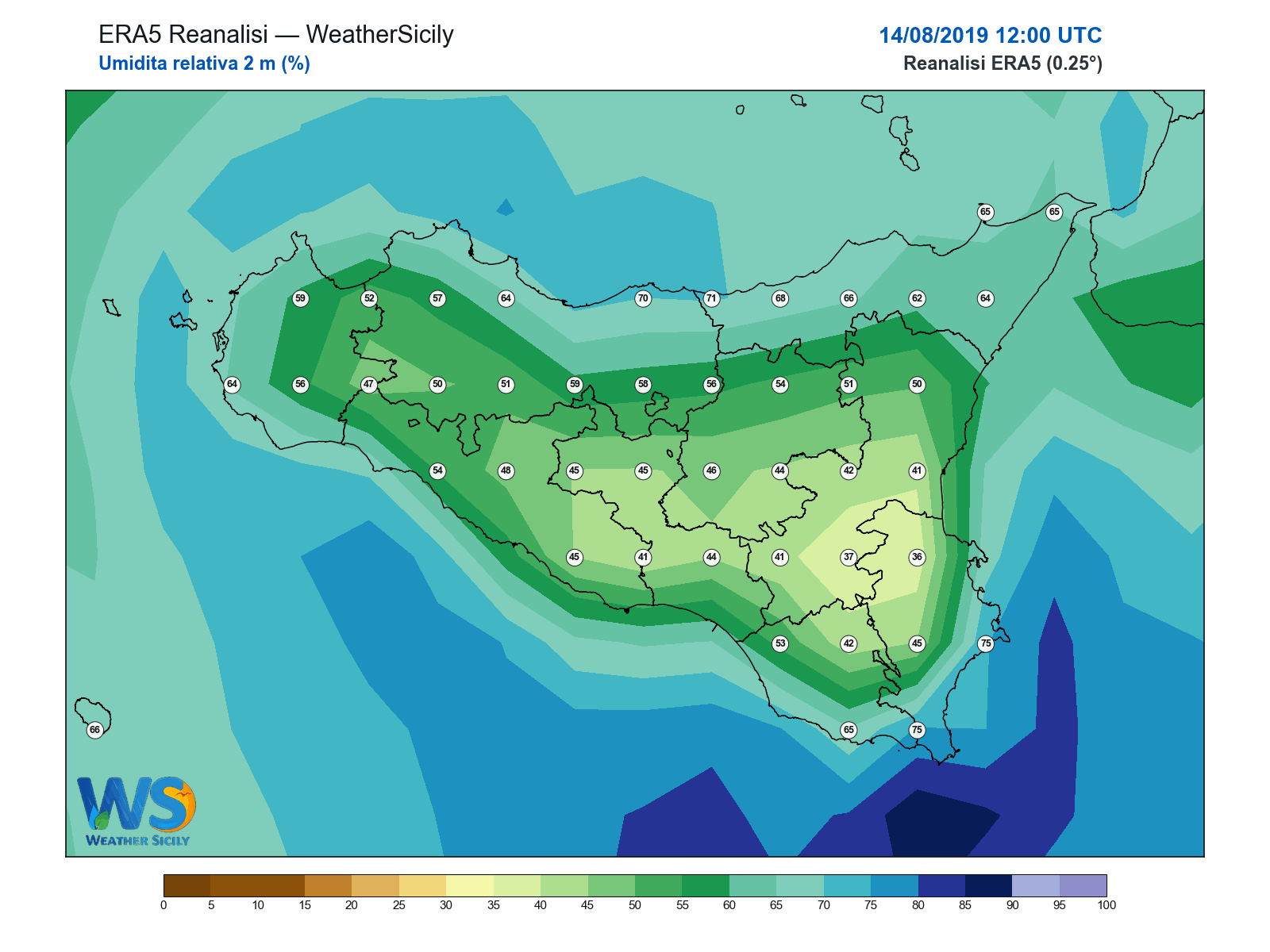Umidità relativa 2 m · 2019081412