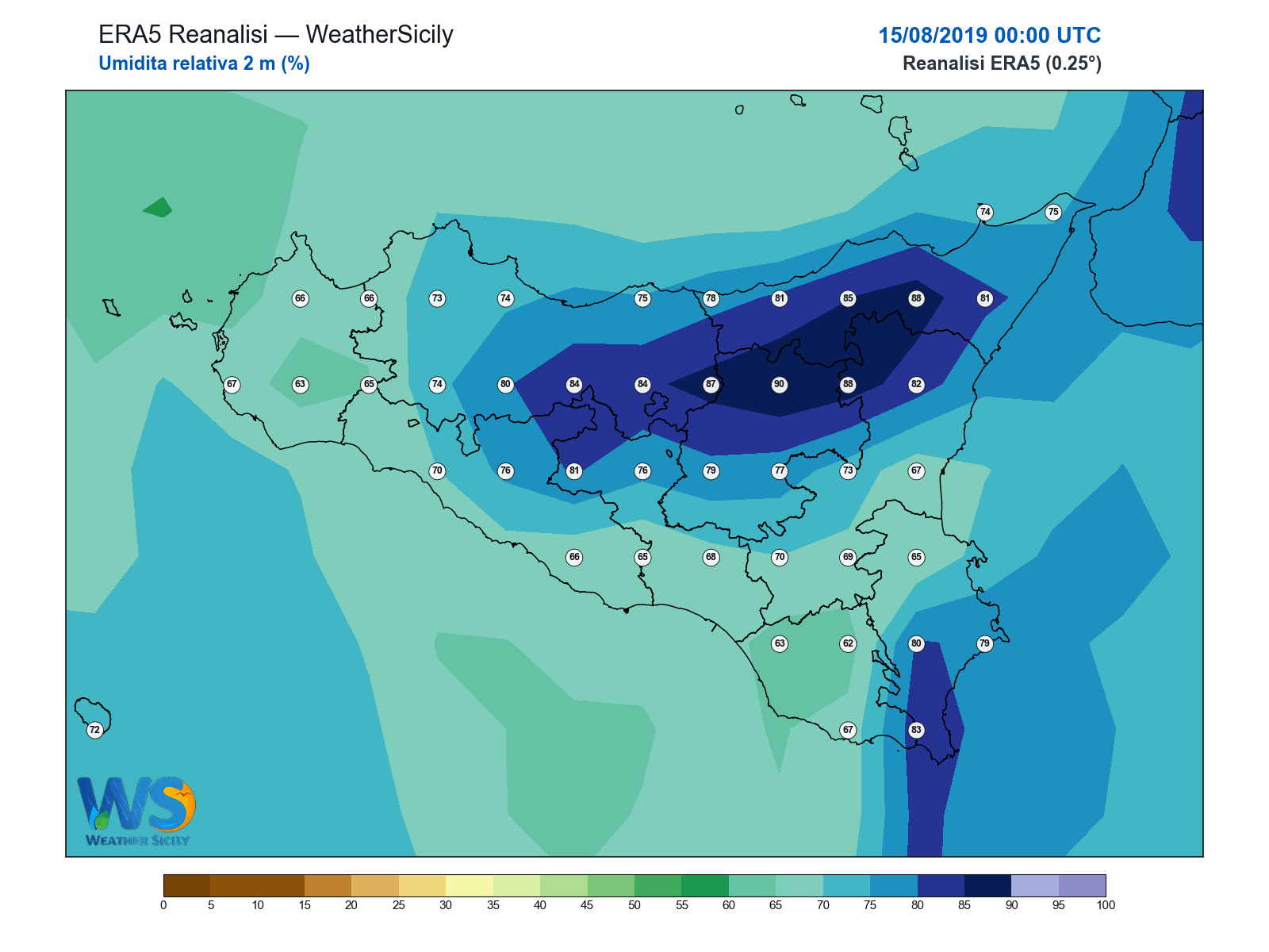 Umidità relativa 2 m · 2019081500