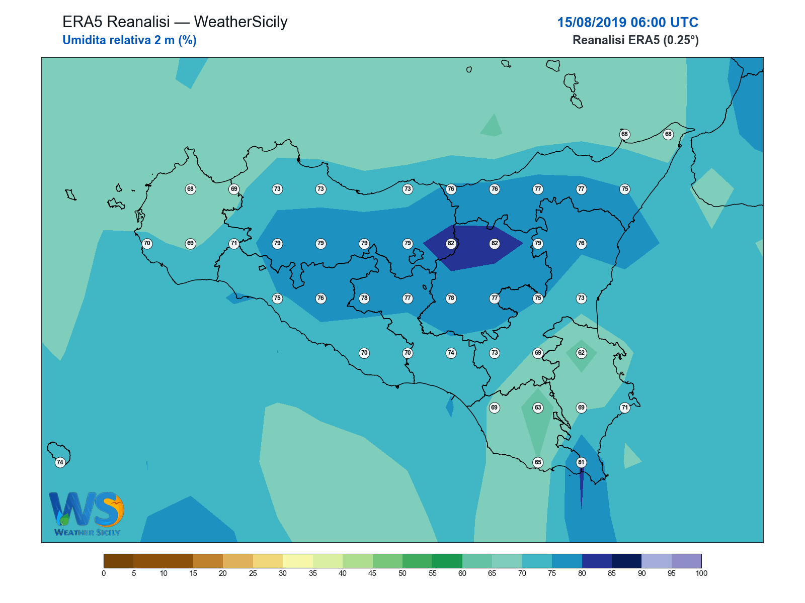 Umidità relativa 2 m · 2019081506