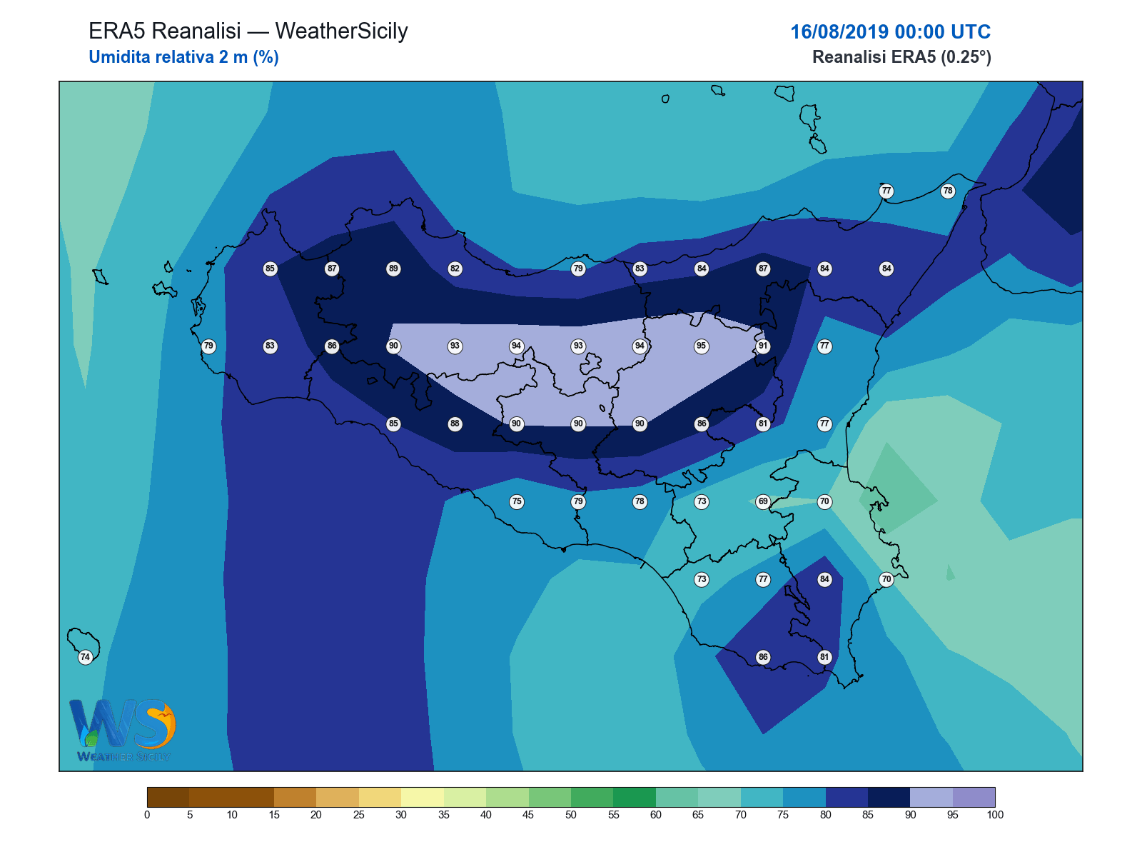 Umidità relativa 2 m · 2019081600