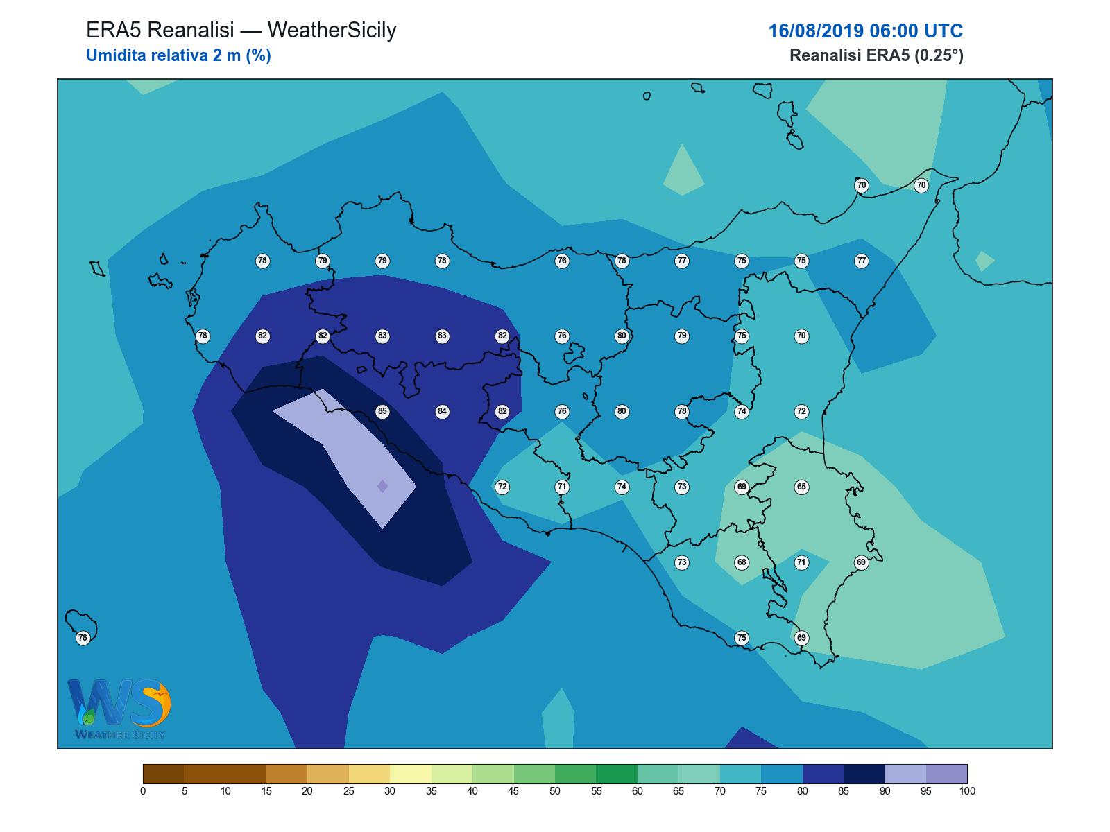 Umidità relativa 2 m · 2019081606